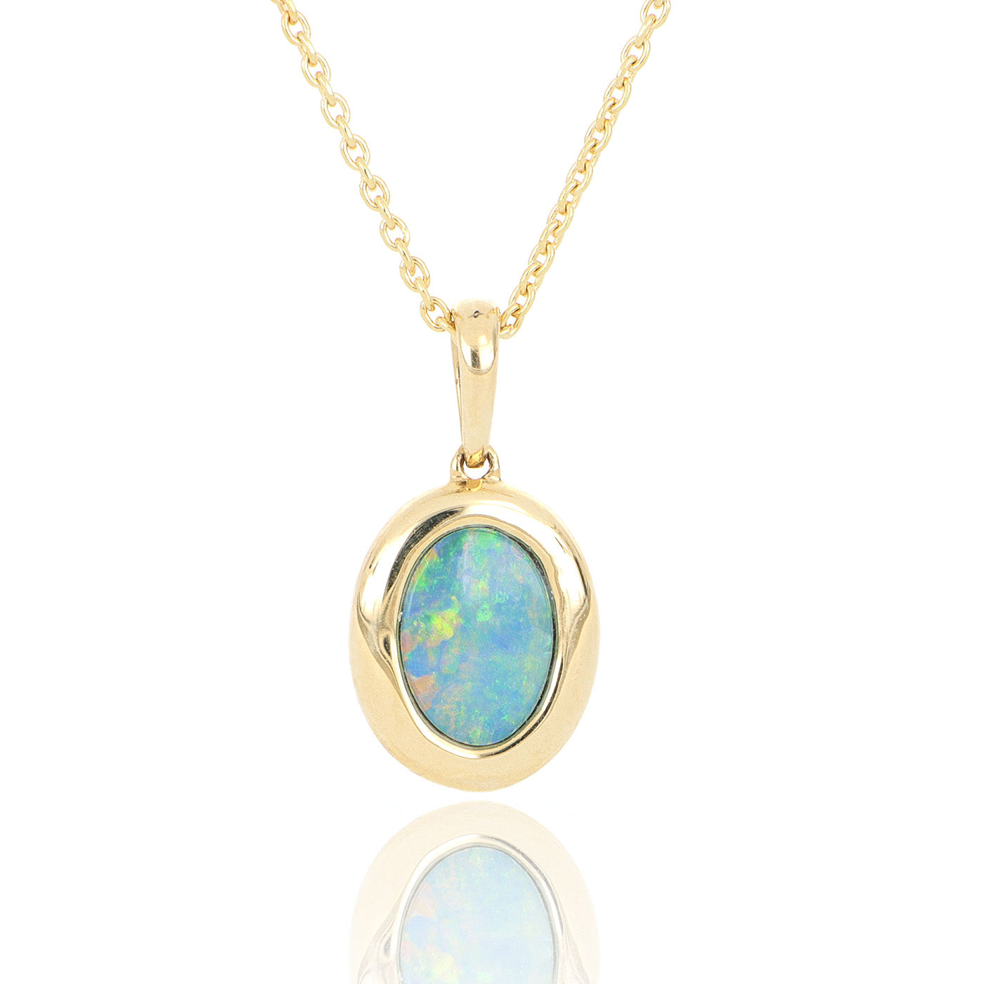 14k Yellow Gold Opal Necklace