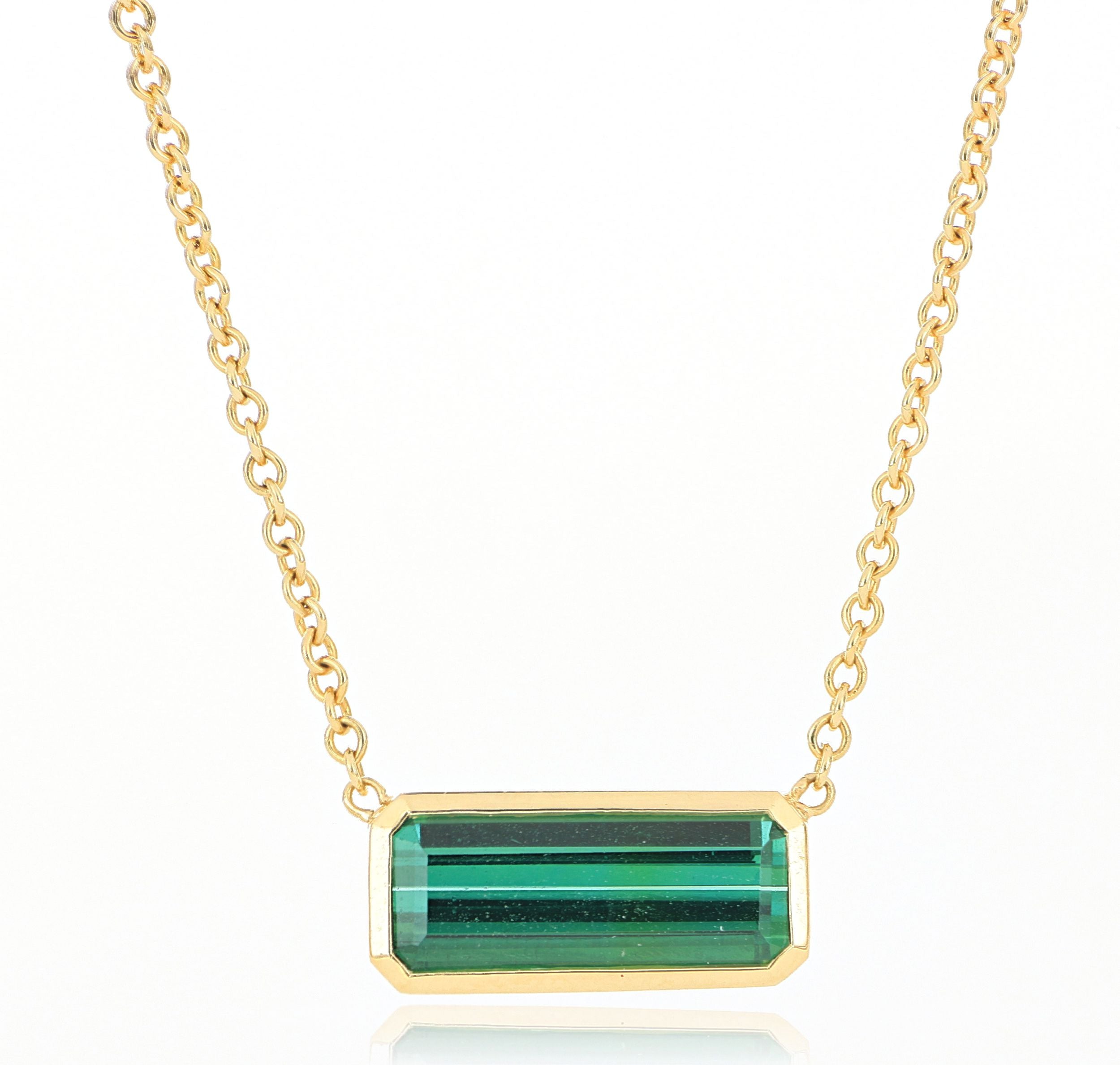 18k Yellow Gold Bezel Set Tourmaline - Charles Koll Jewelers