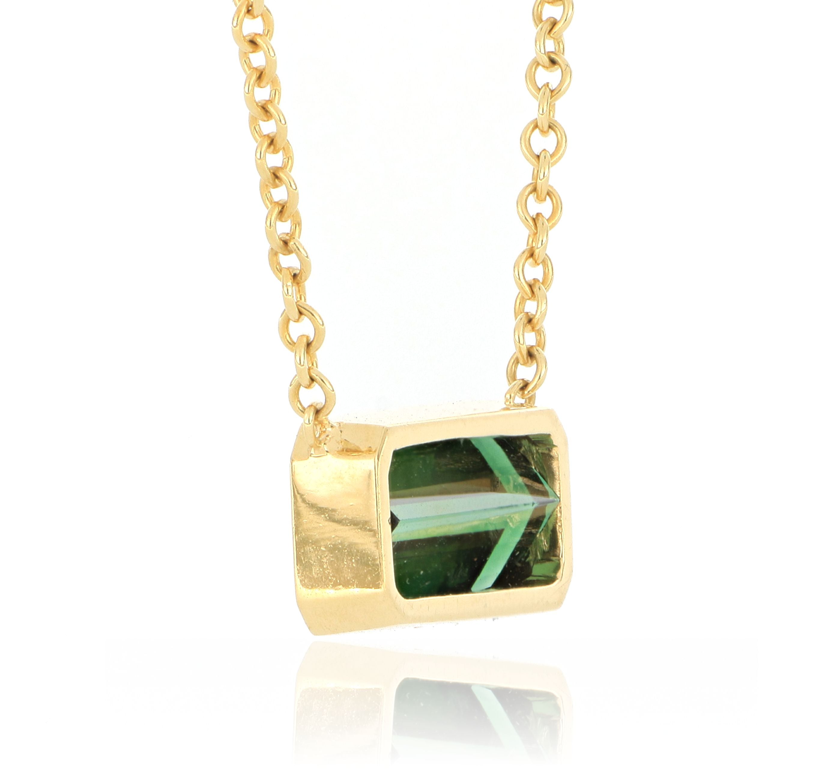 18k Yellow Gold Bezel Set Tourmaline - Charles Koll Jewelers