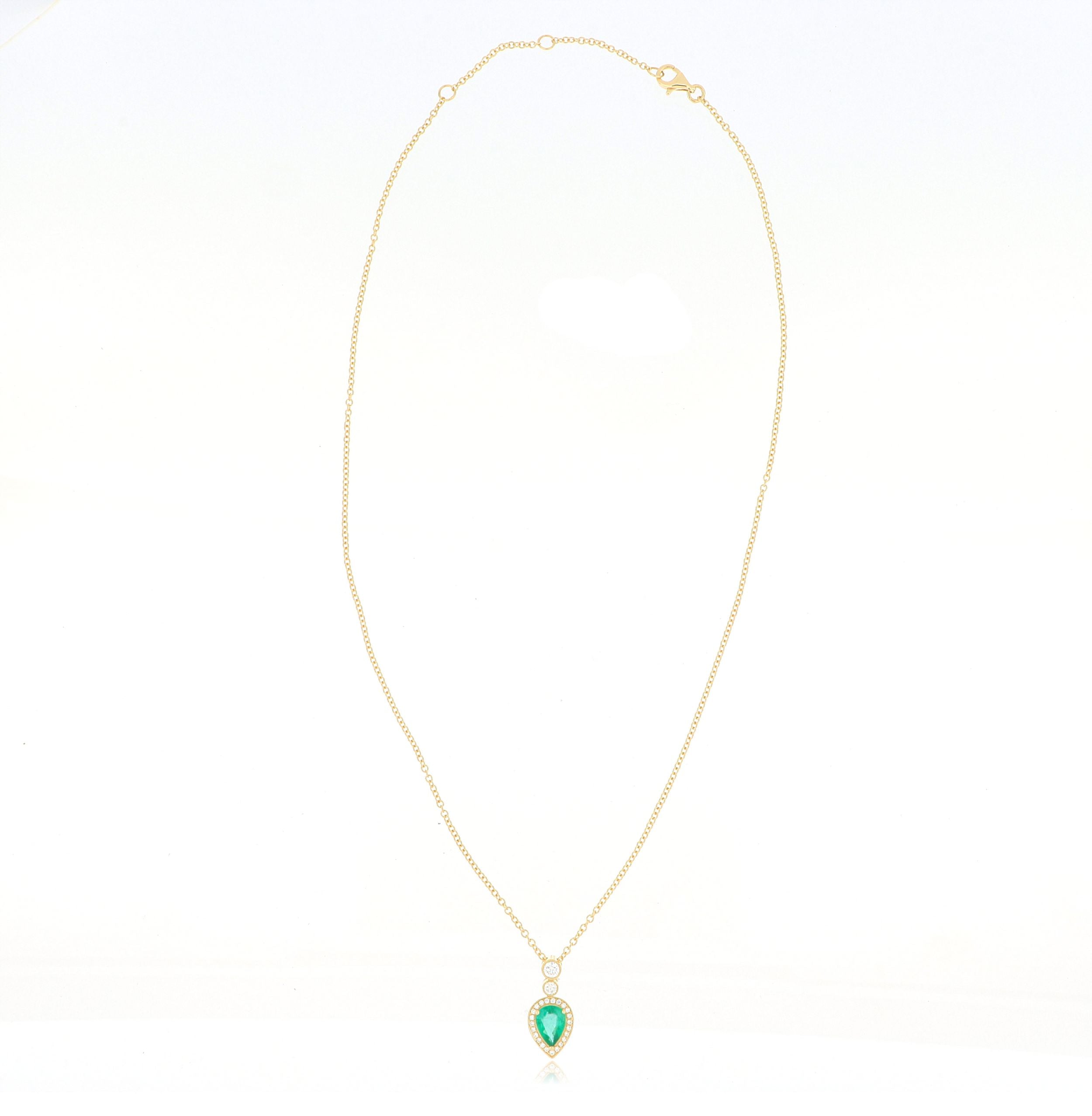 18k Yellow Gold Emerald and Diamond Necklace - Charles Koll Jewelers