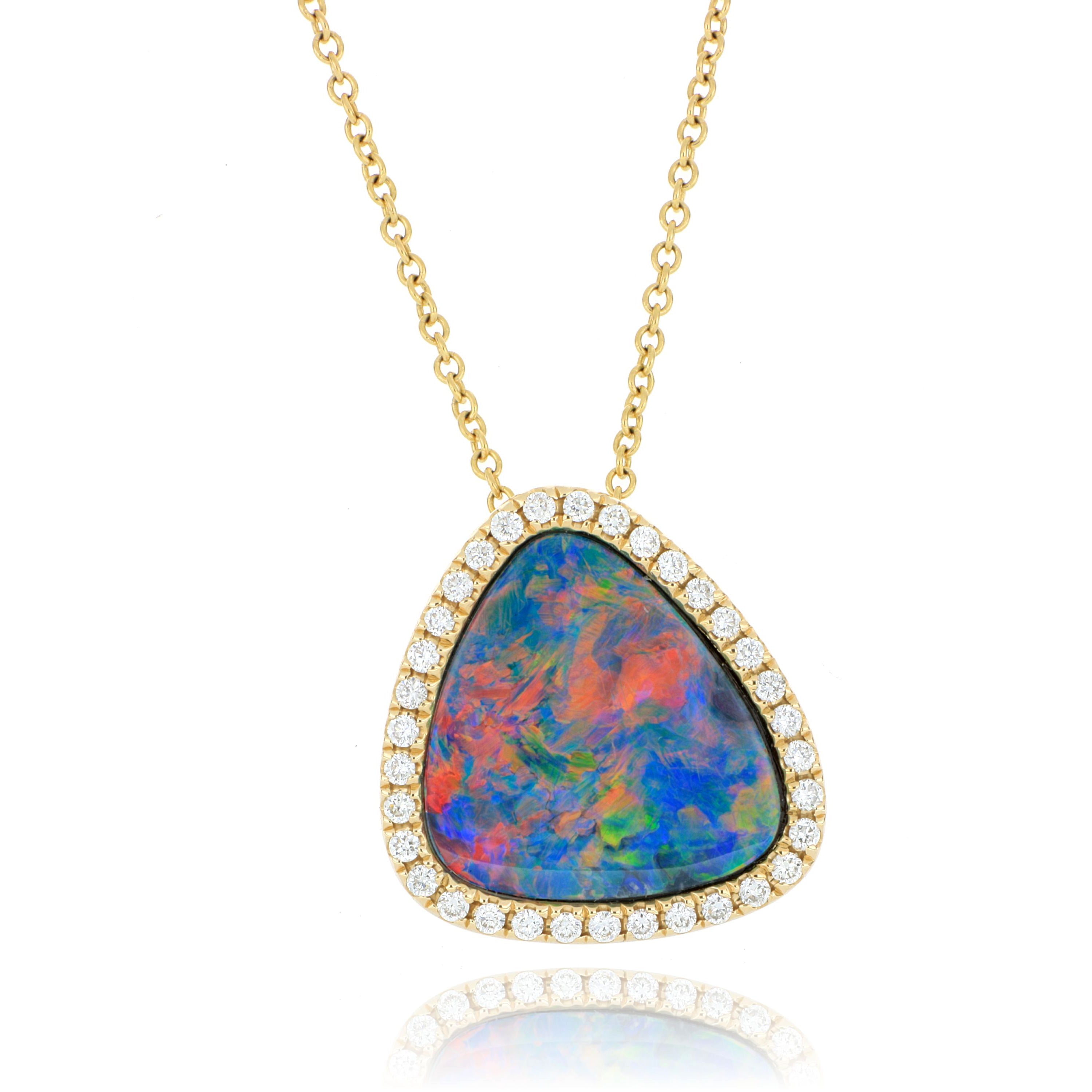14k Australian Opal and Diamond Accented Necklace