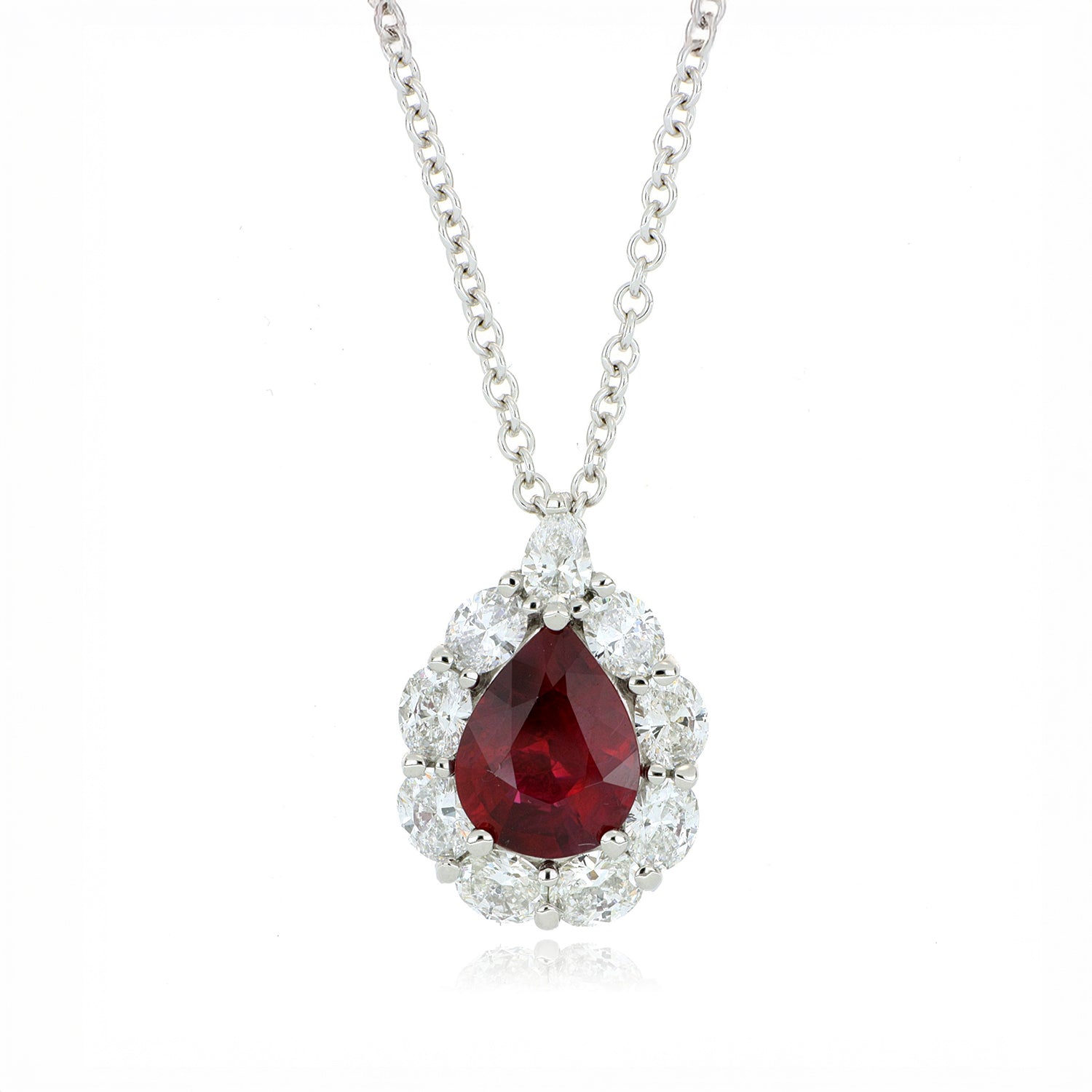 18k White Gold Ruby and Diamond Pendant