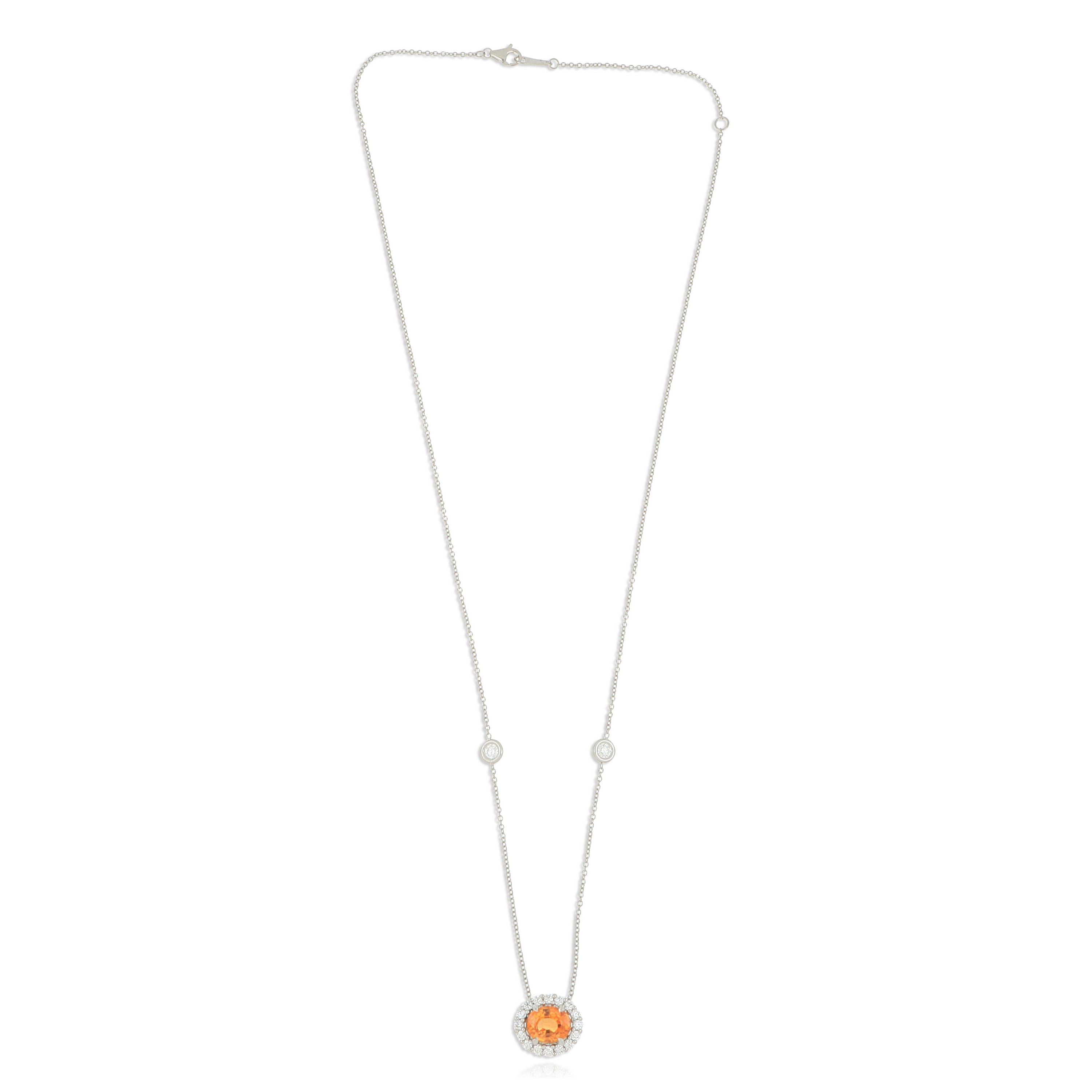 Platinum Mandarin Garnet and Diamond Necklace