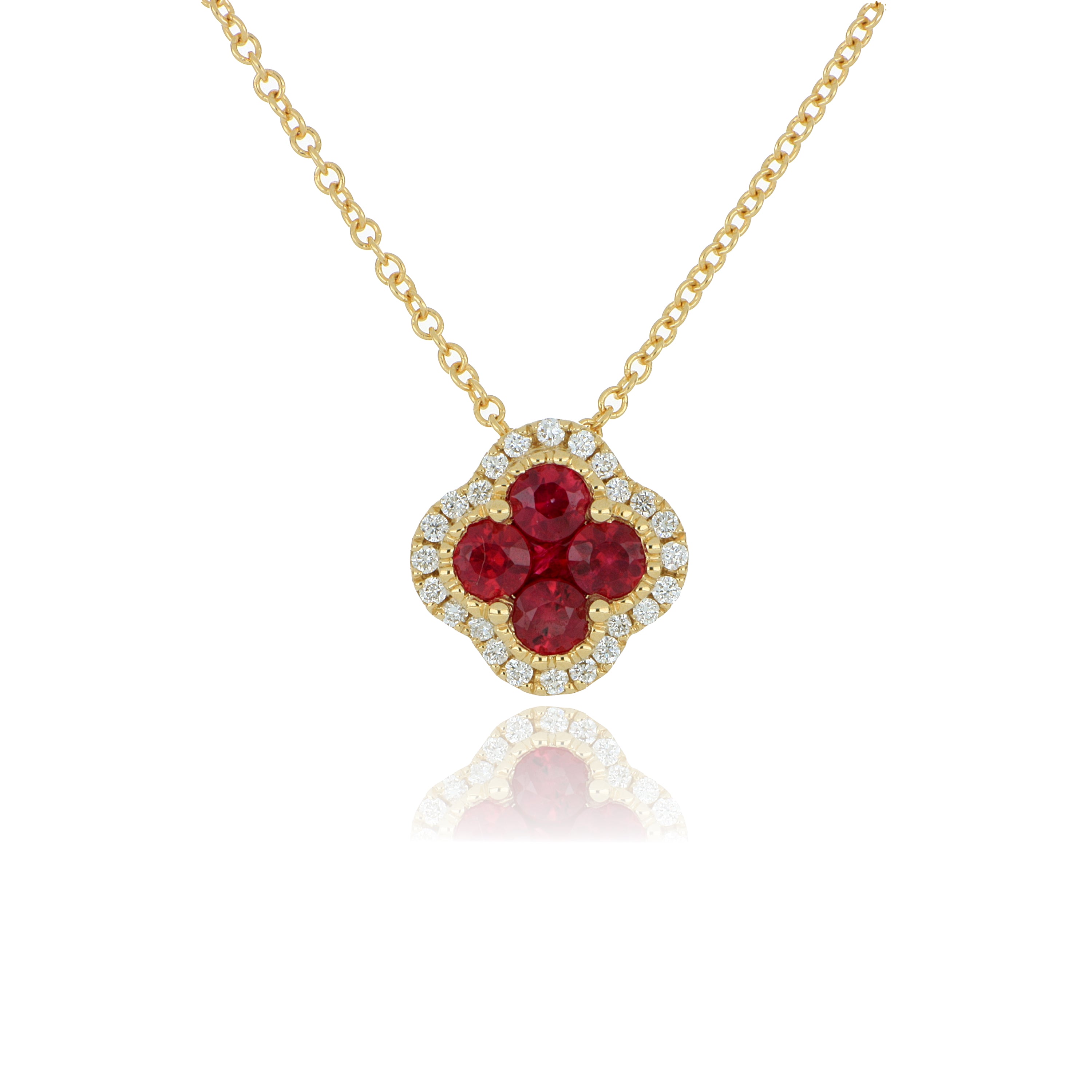 18k Yellow Gold Ruby and Diamond Pendant - Charles Koll Jewelers