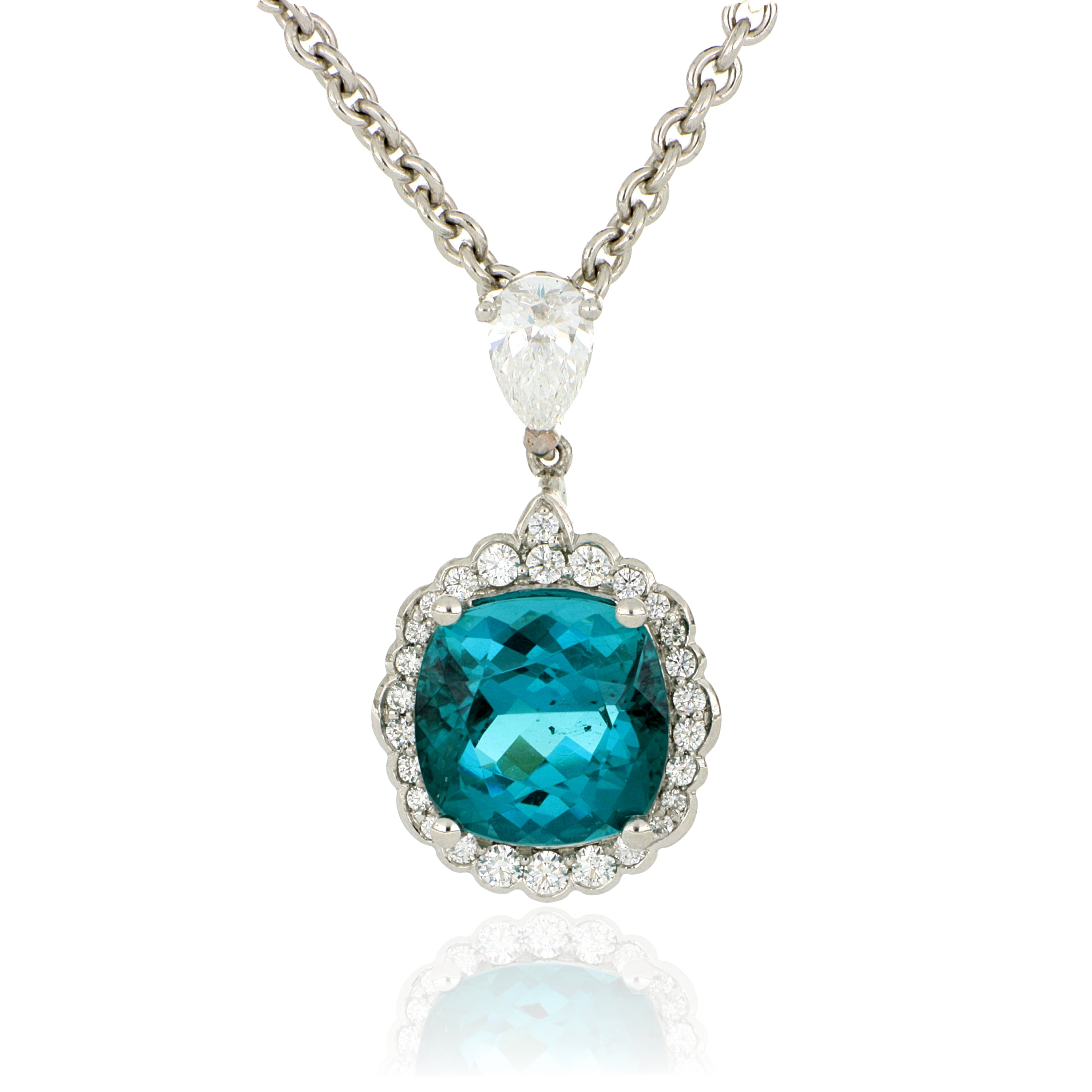Platinum Tourmaline and Diamond Pendnant