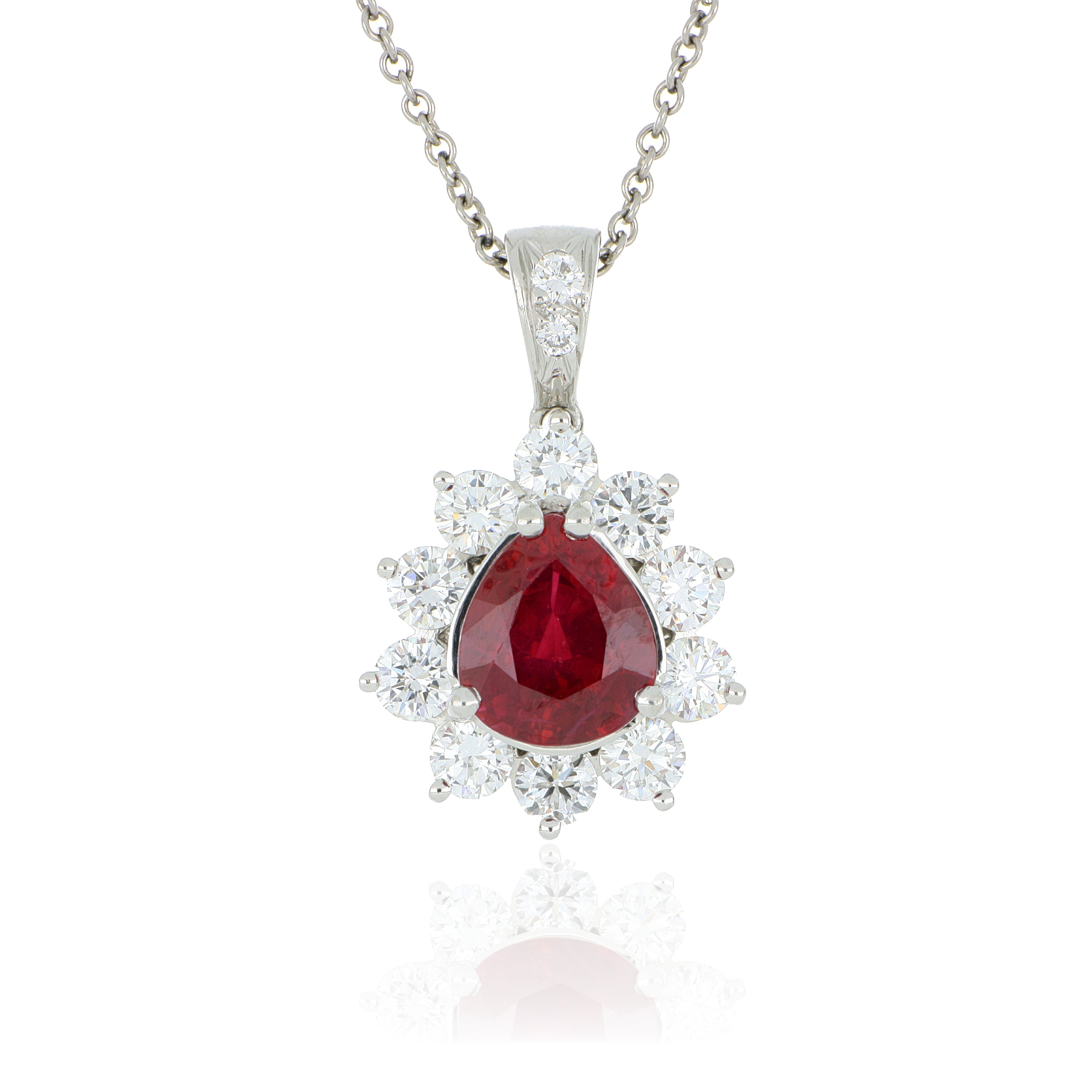 Tiffany & Co. Platinum Ruby and Diamond Halo Necklace