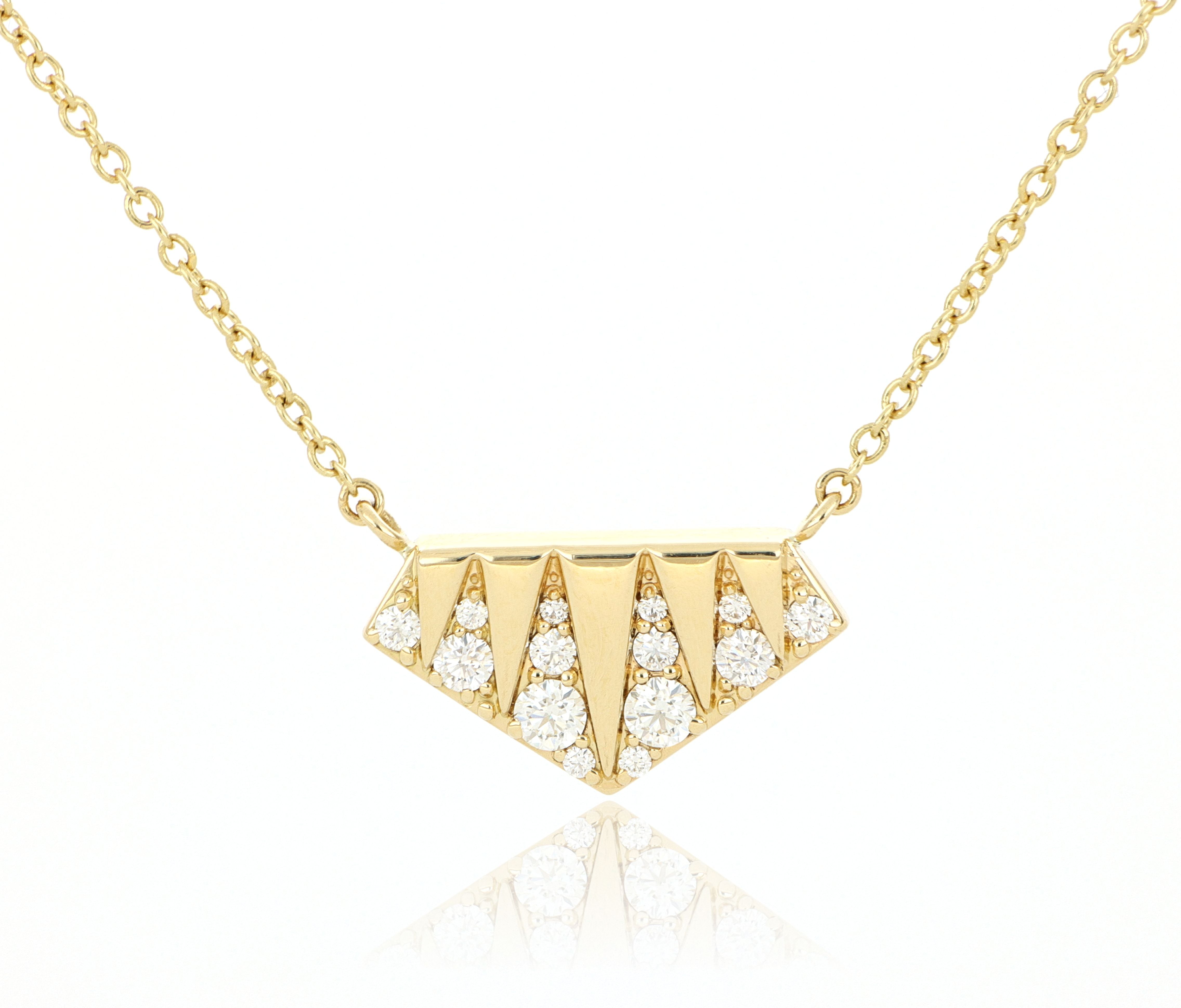 18k Yellow Gold Diamond Triplicity Necklace - Charles Koll Jewelers