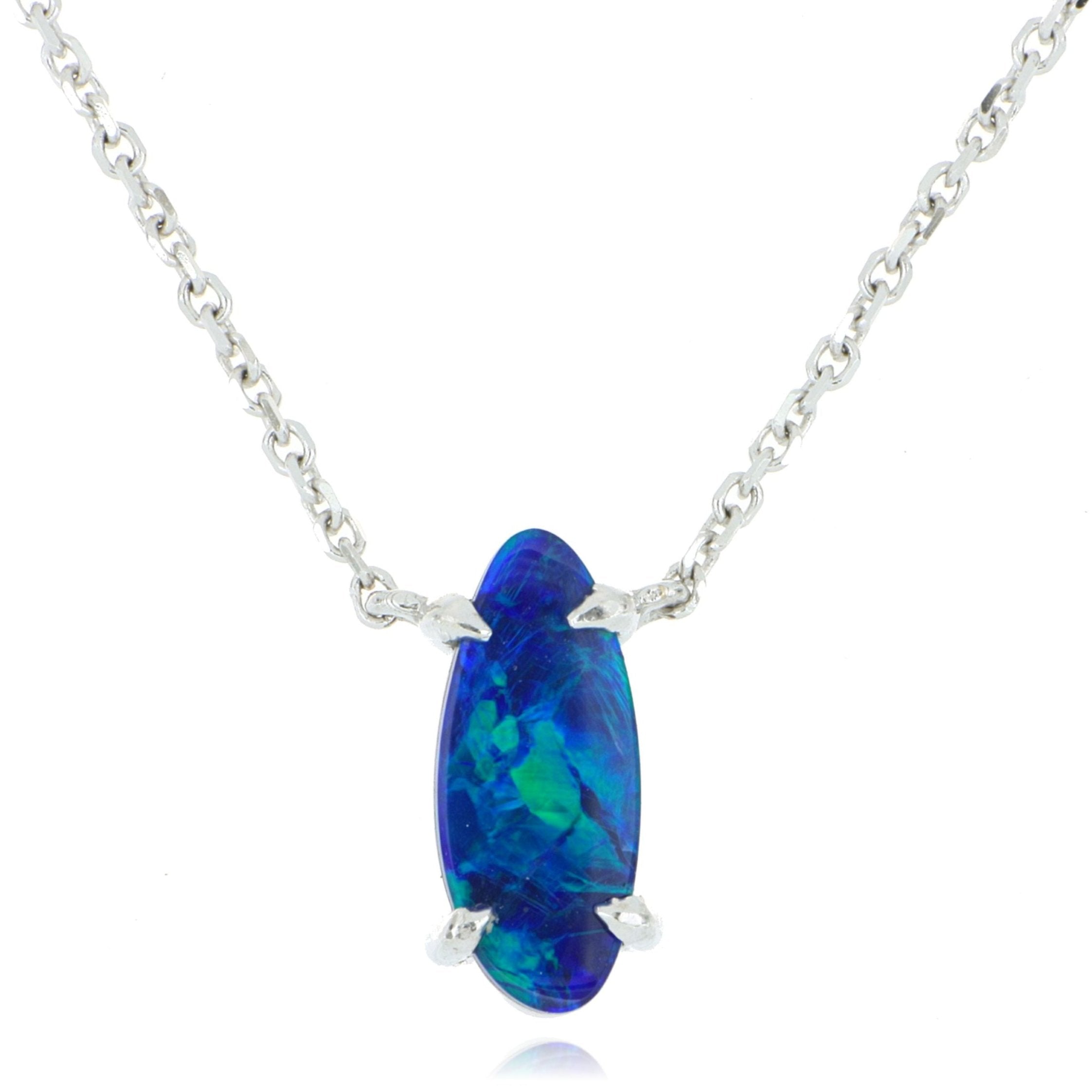 14k White Gold Freeform Opal Necklace - Charles Koll Jewelers