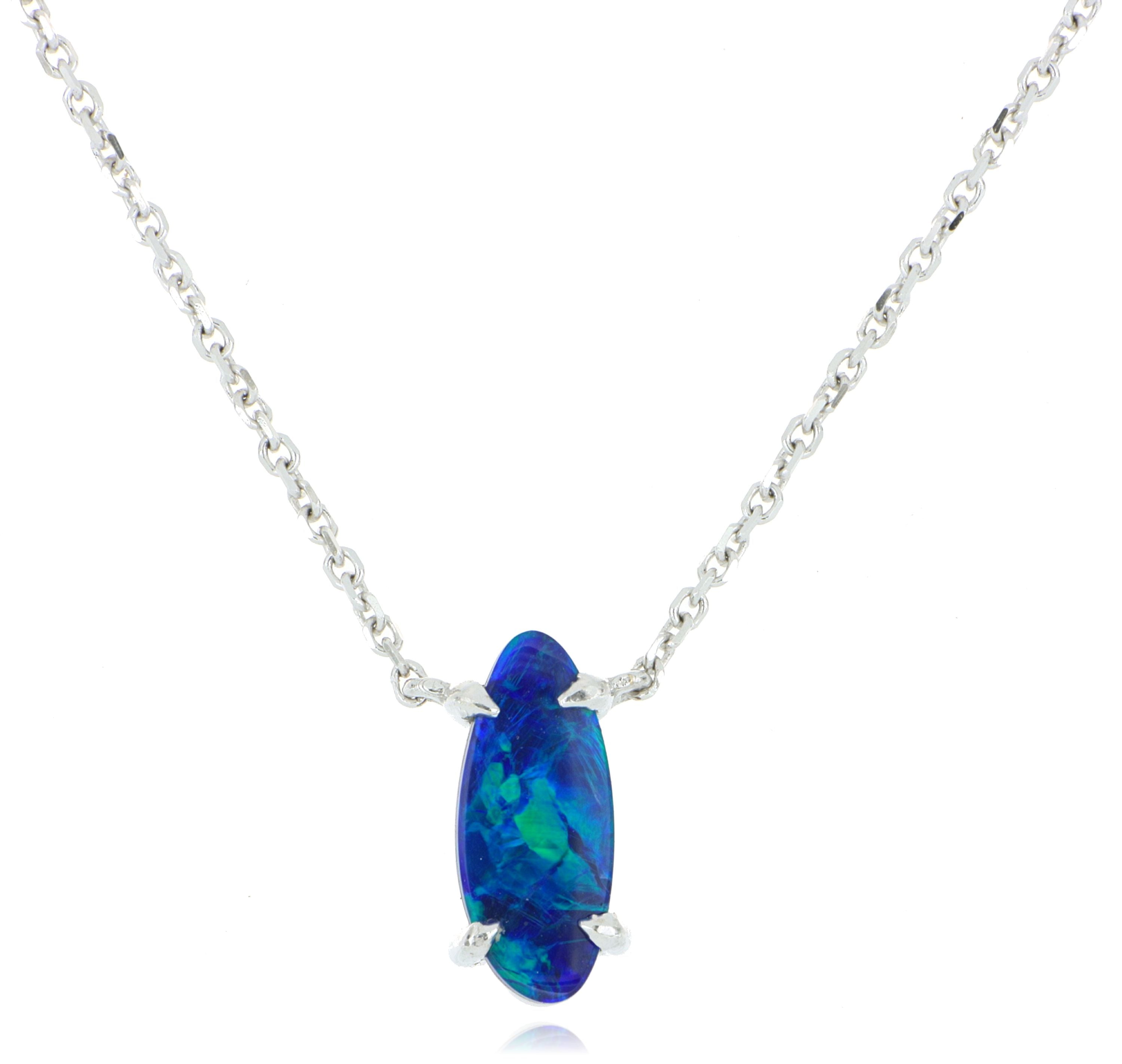 14k White Gold Freeform Opal Necklace - Charles Koll Jewelers