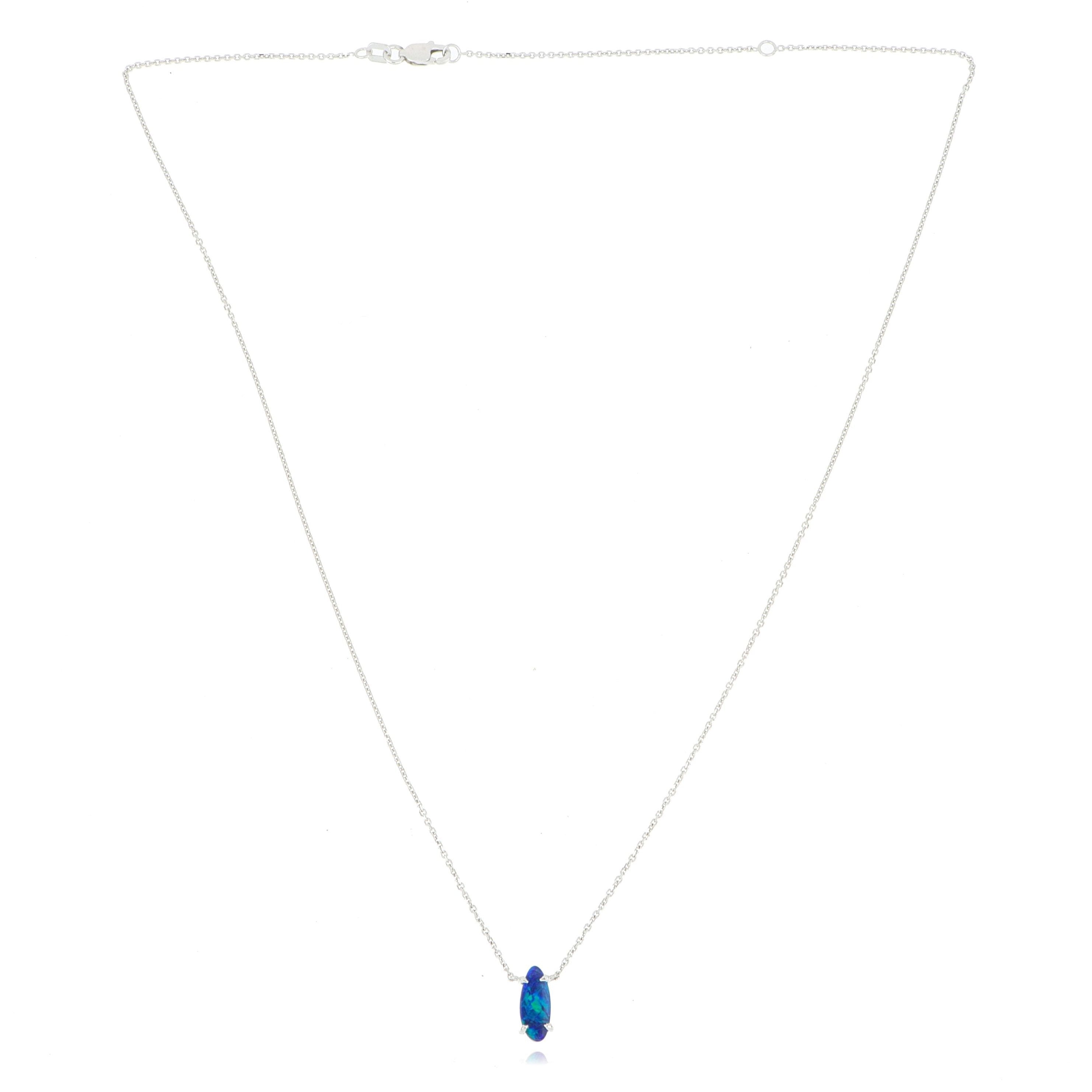 14k White Gold Freeform Opal Necklace - Charles Koll Jewelers