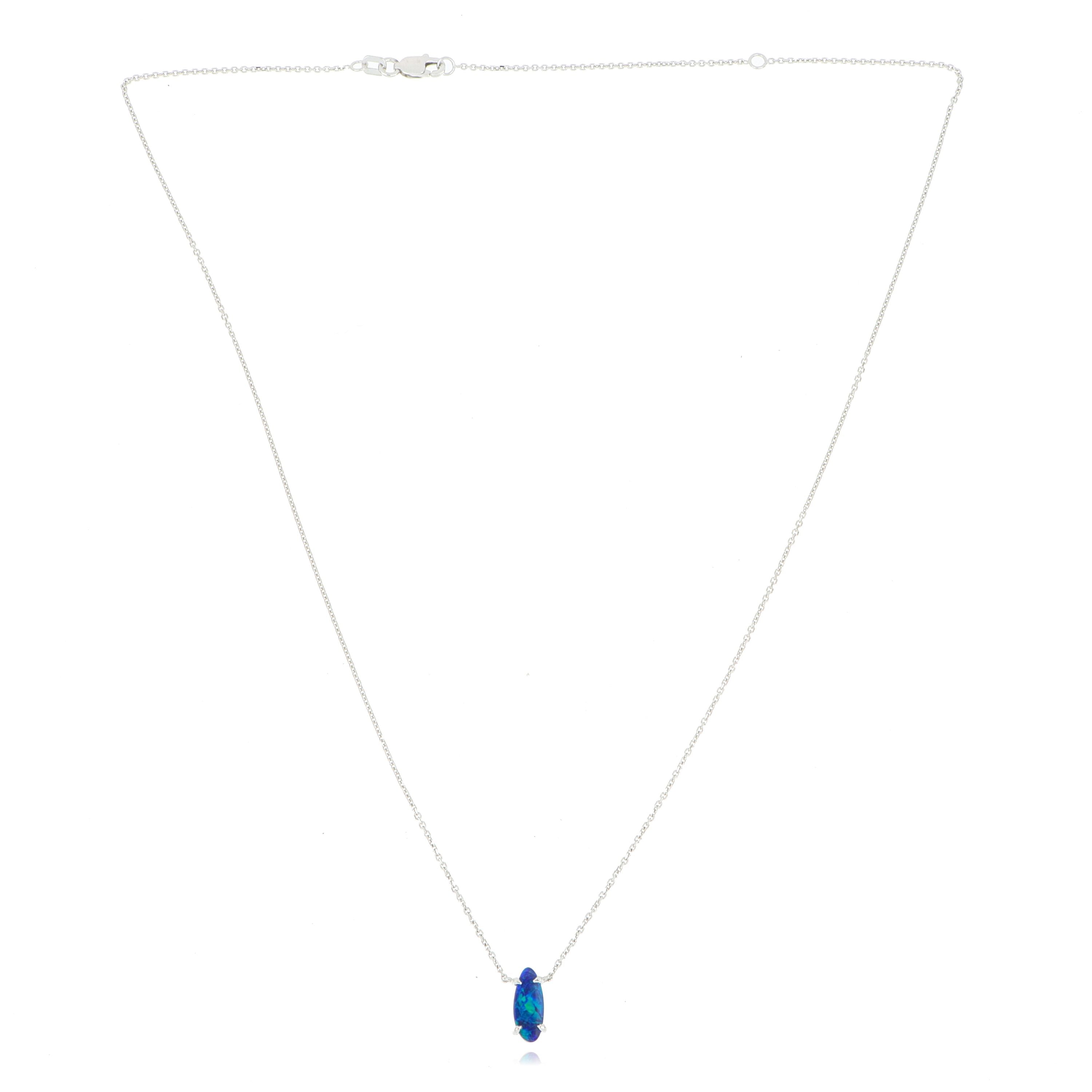 14k White Gold Freeform Opal Necklace - Charles Koll Jewelers