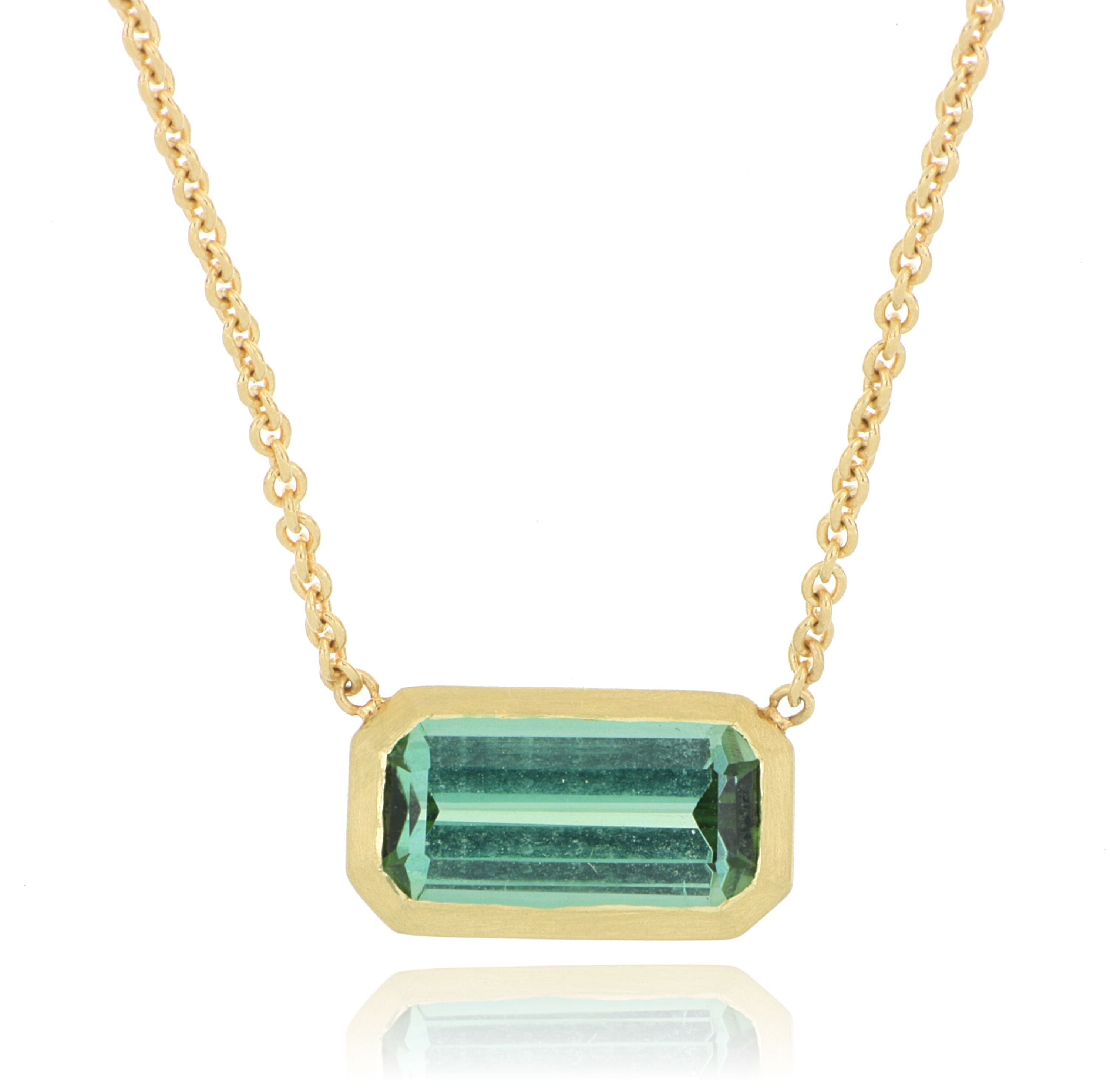 18k Yellow Gold Bezel Set Tourmaline Necklace