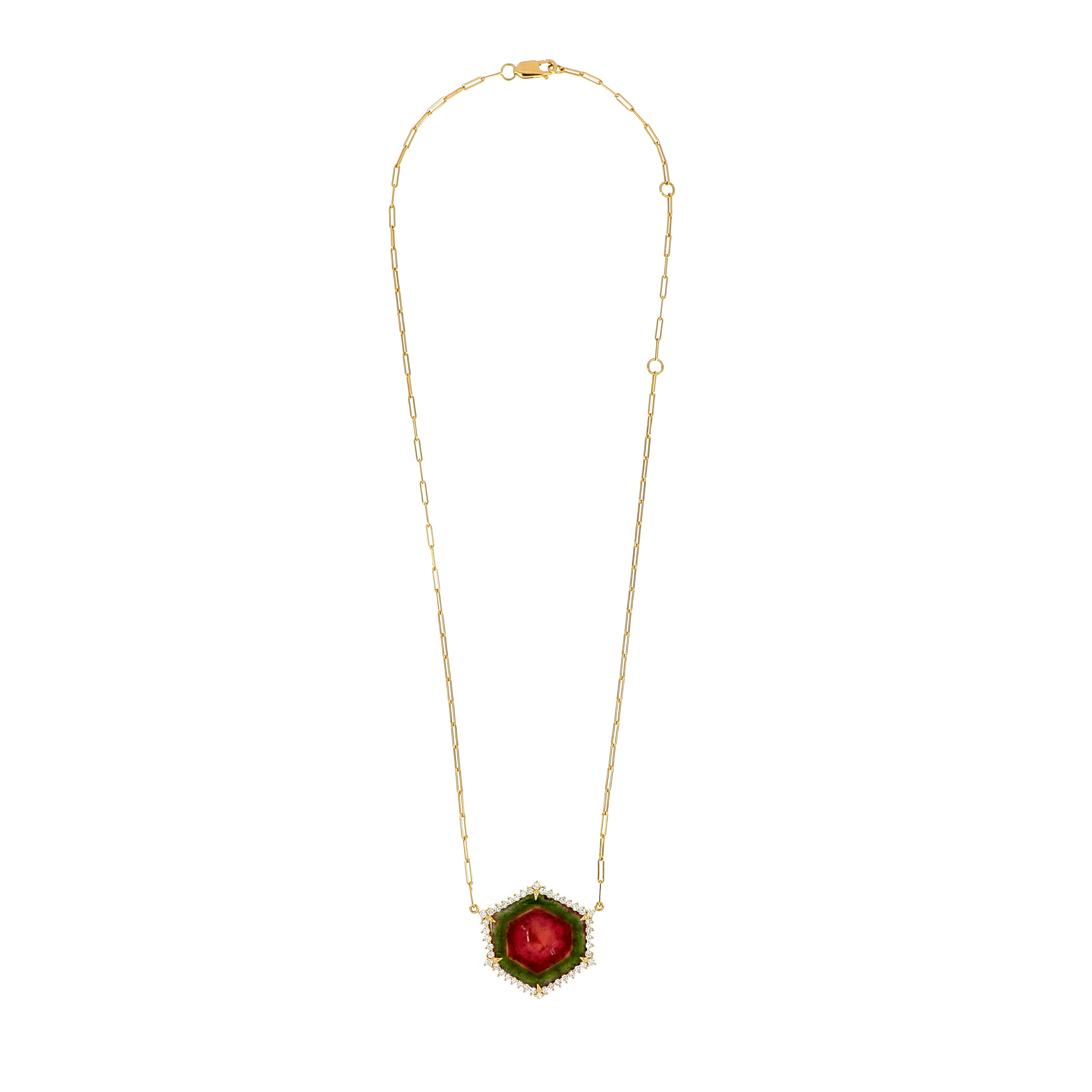 18k Yellow Gold Tourmaline and Diamond Necklace