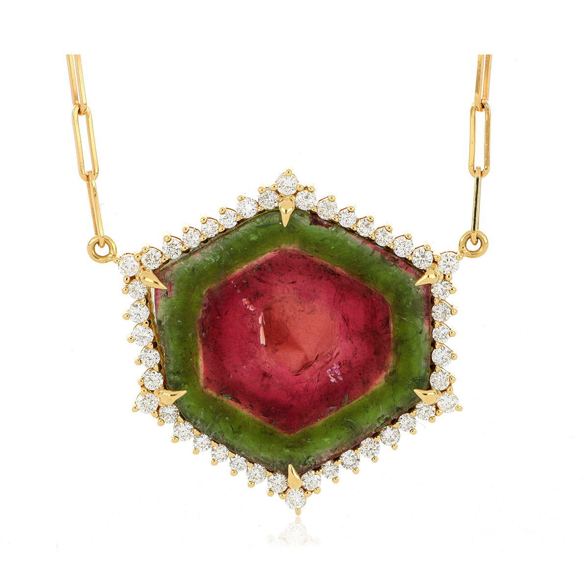 18k Yellow Gold Tourmaline and Diamond Necklace