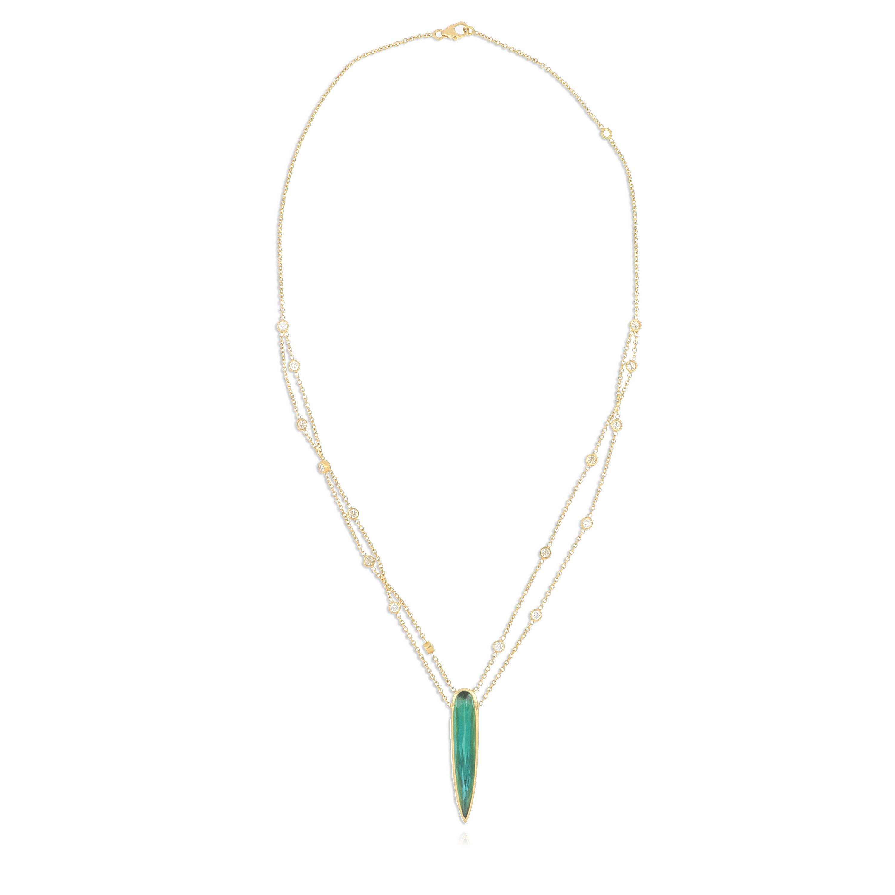 18k Yellow Gold Tourmaline and Diamond Necklace