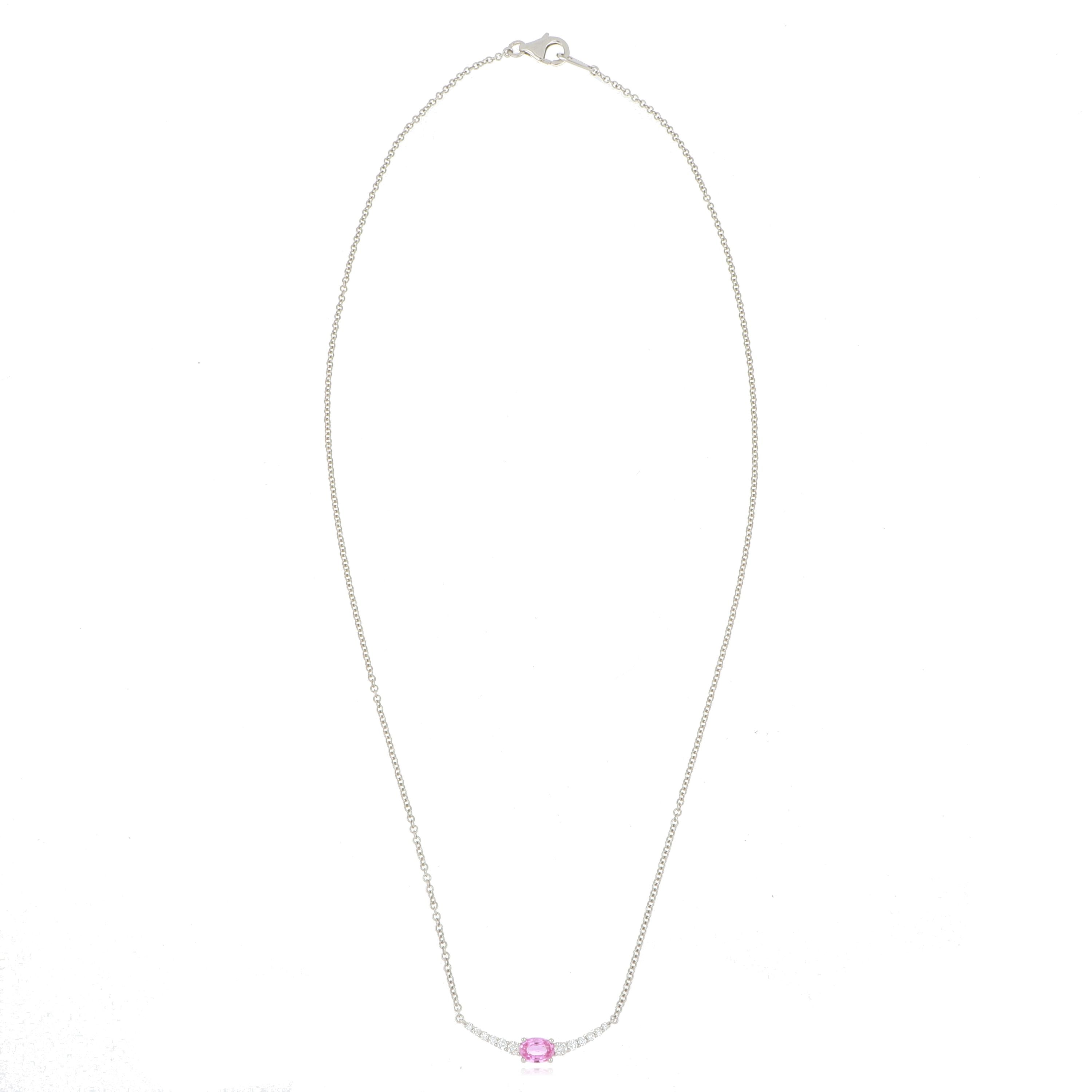 18k White Gold Pink Sapphire and Diamond Necklace