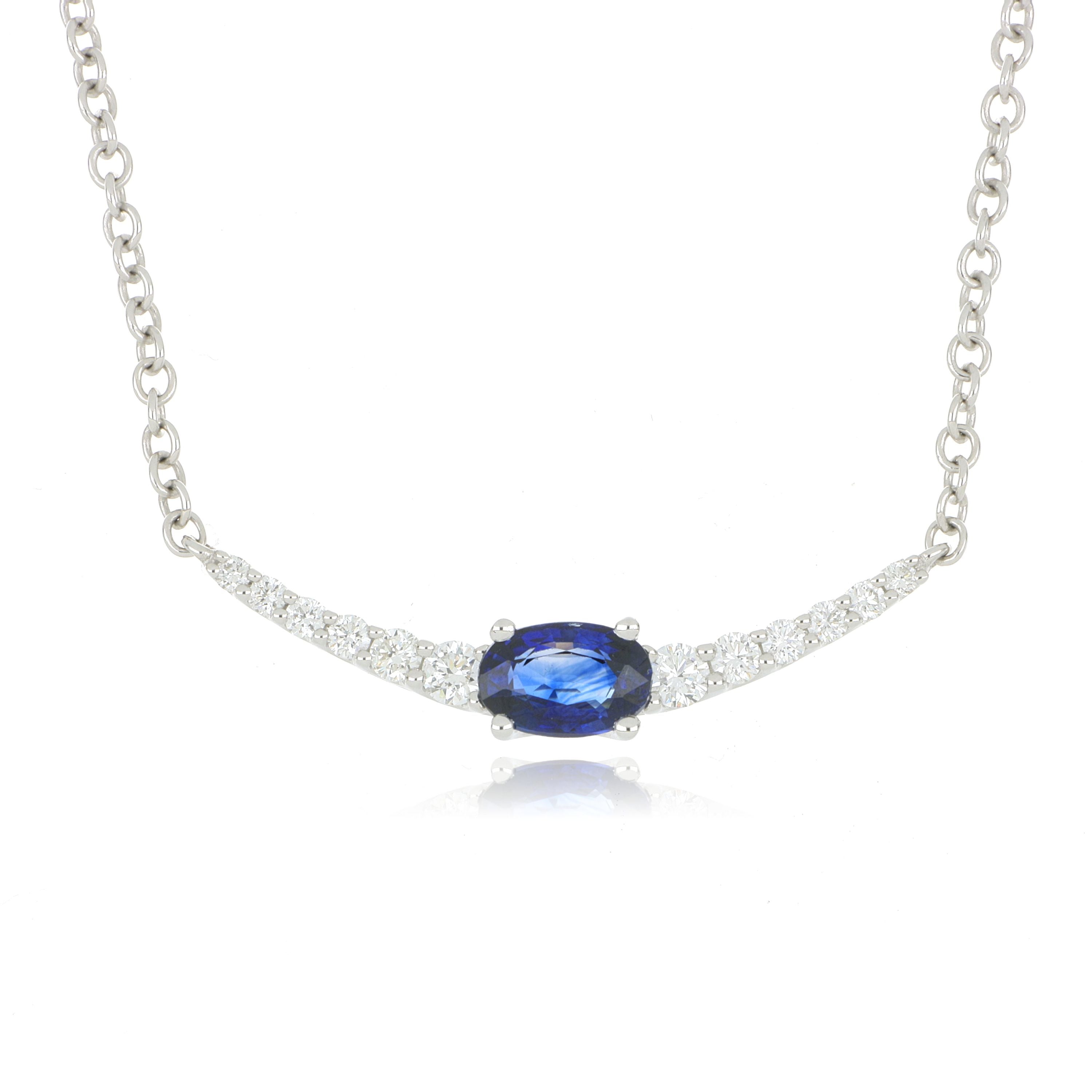 18k White Gold Sapphire and Diamond Necklace