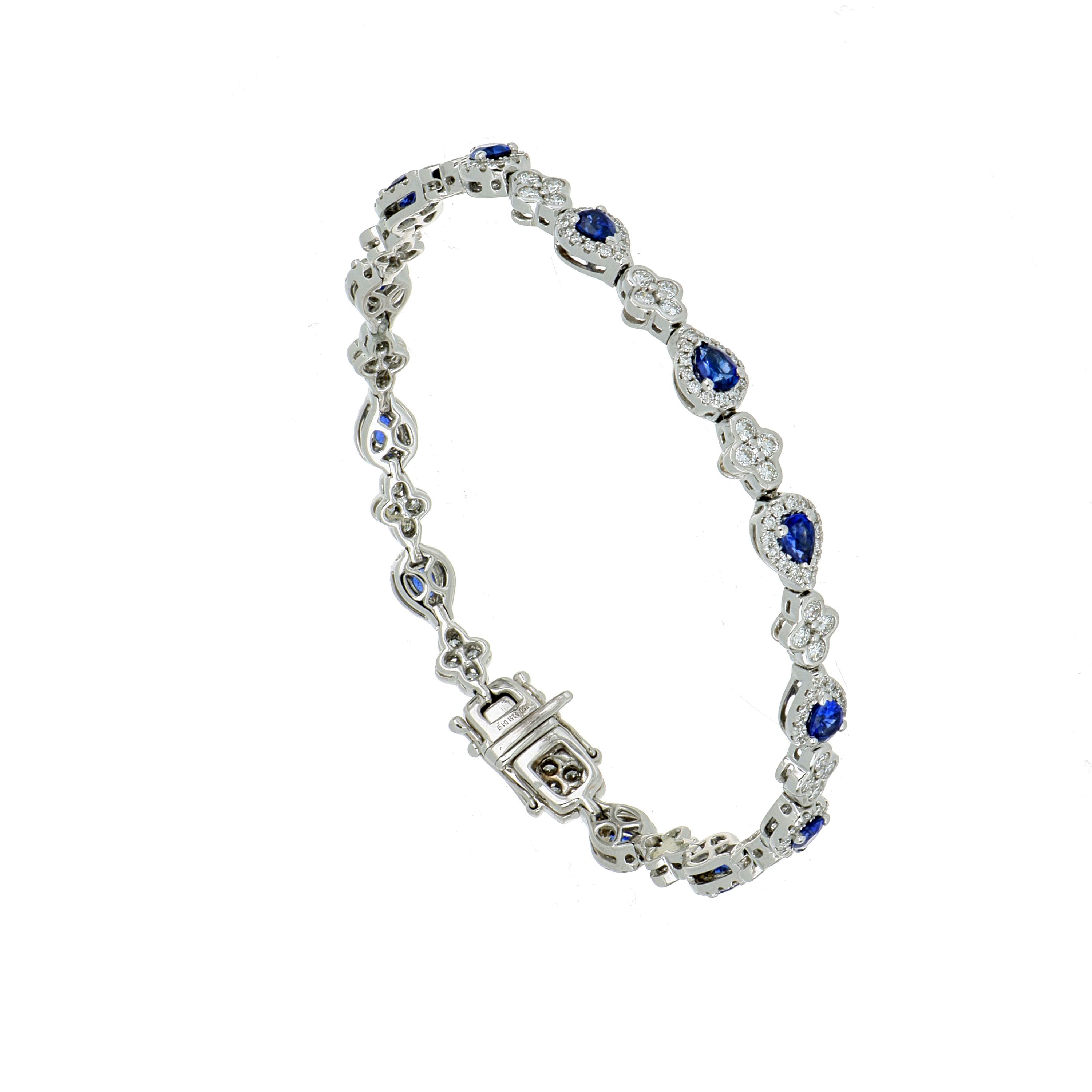 18k White Gold Sapphire and Diamond Tennis Bracelet