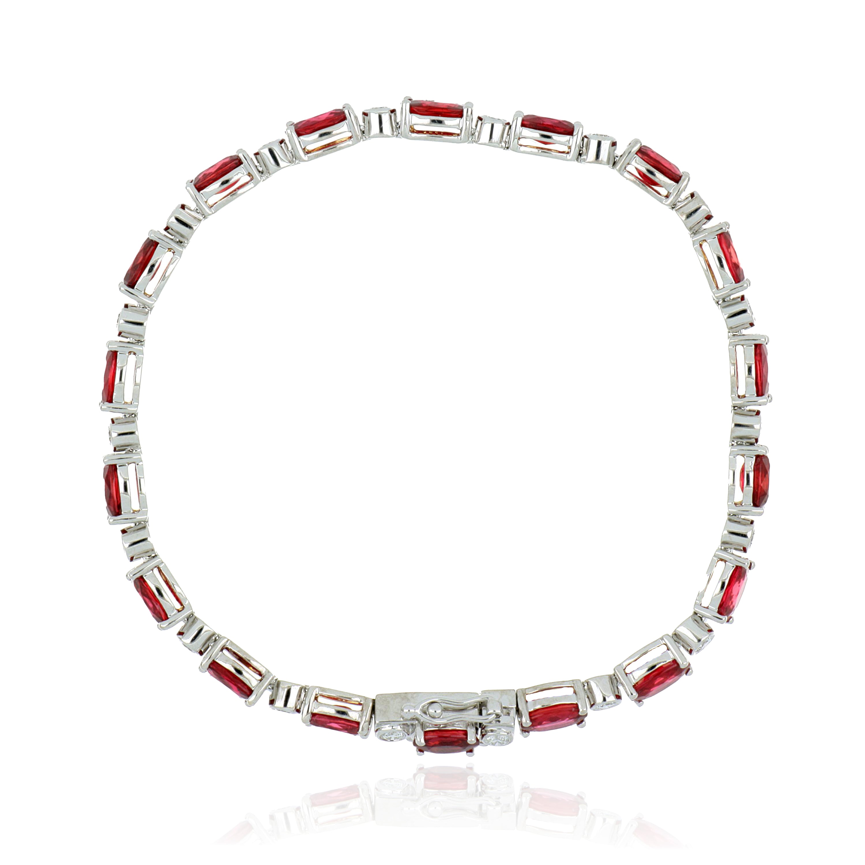 18k White Gold Ruby and Diamond Tennis Bracelet - Charles Koll Jewelers