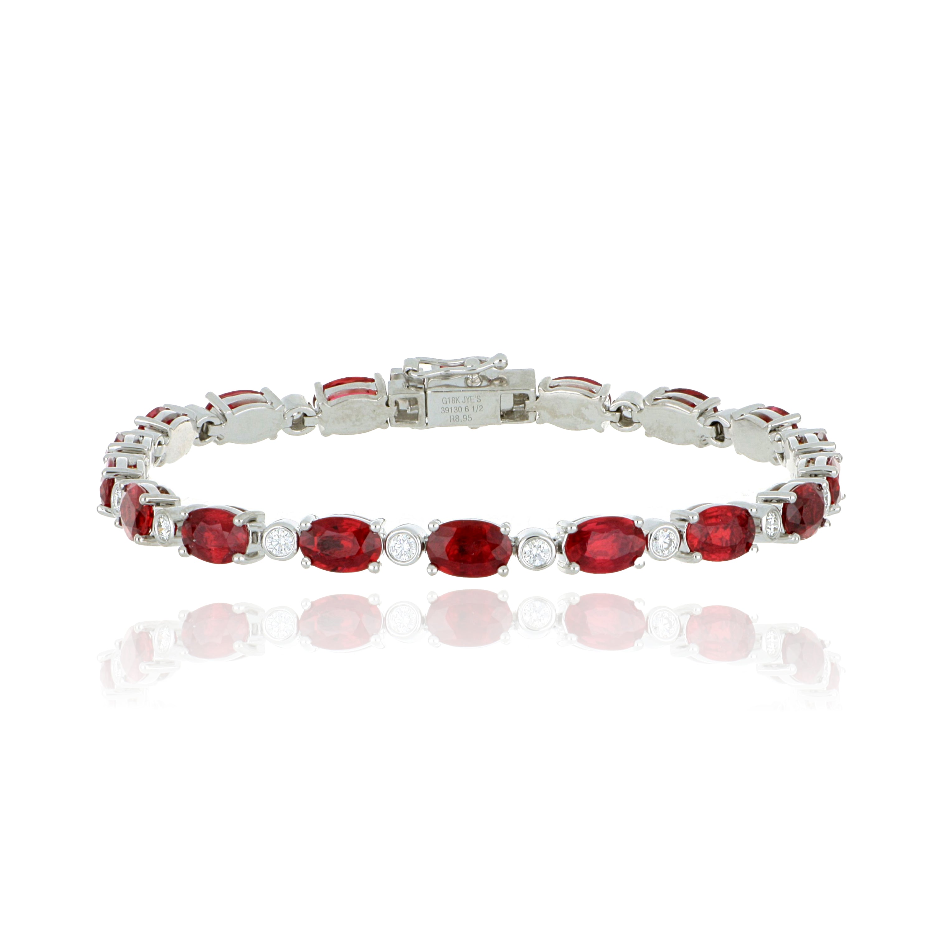 18k White Gold Ruby and Diamond Tennis Bracelet - Charles Koll Jewelers