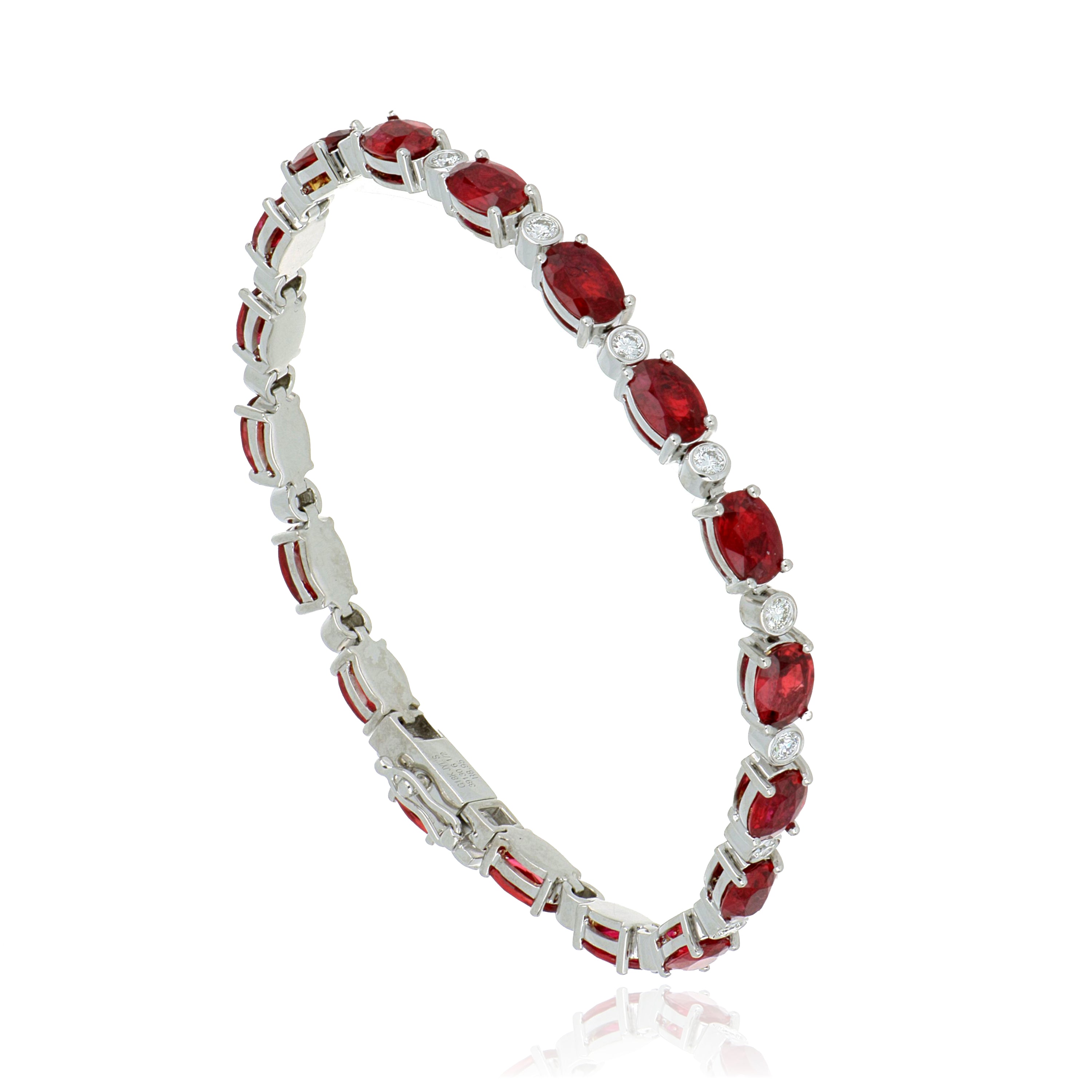 18k White Gold Ruby and Diamond Tennis Bracelet - Charles Koll Jewelers