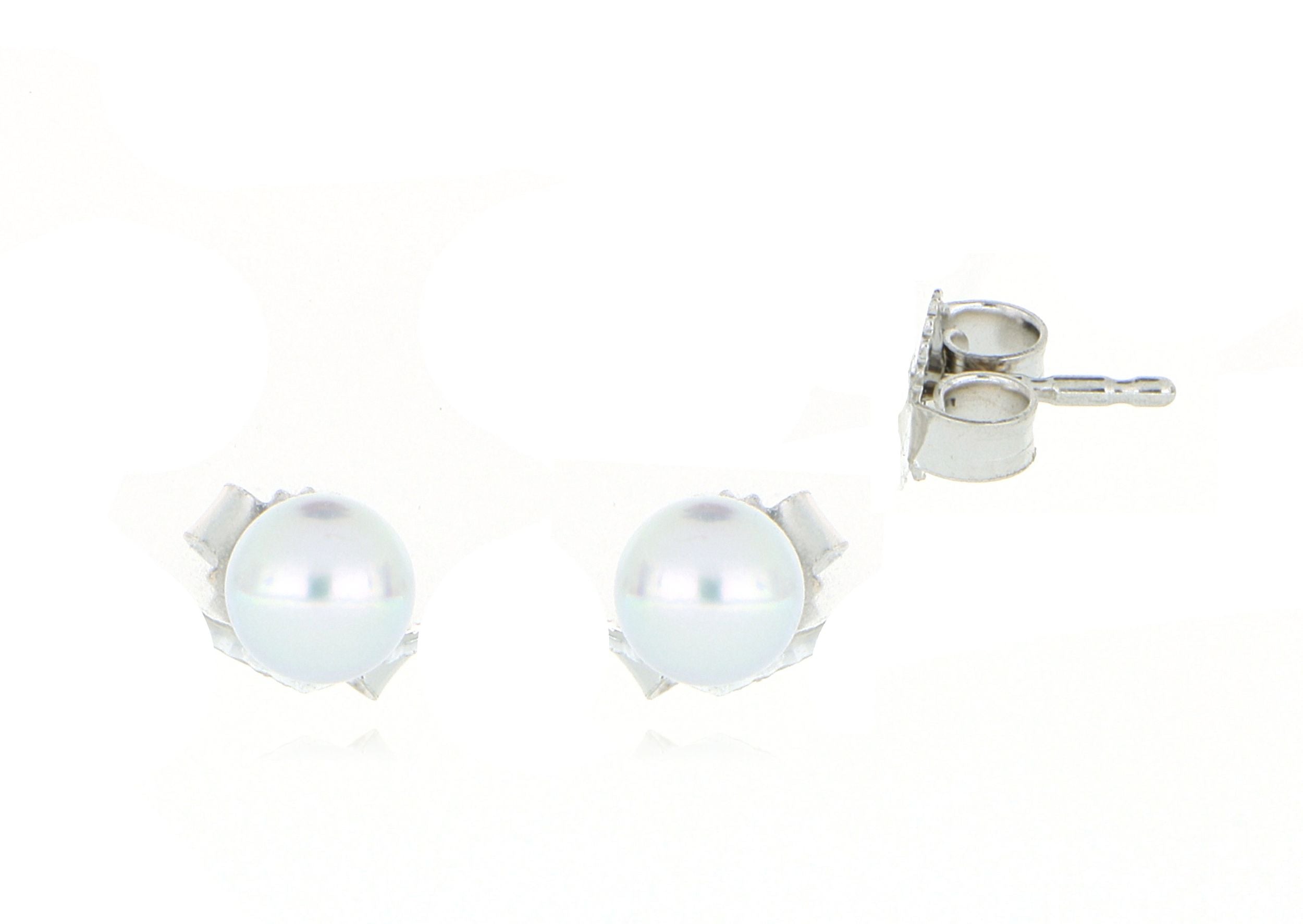 18k White Gold Akoya Pearl Stud Earrings - Charles Koll Jewelers