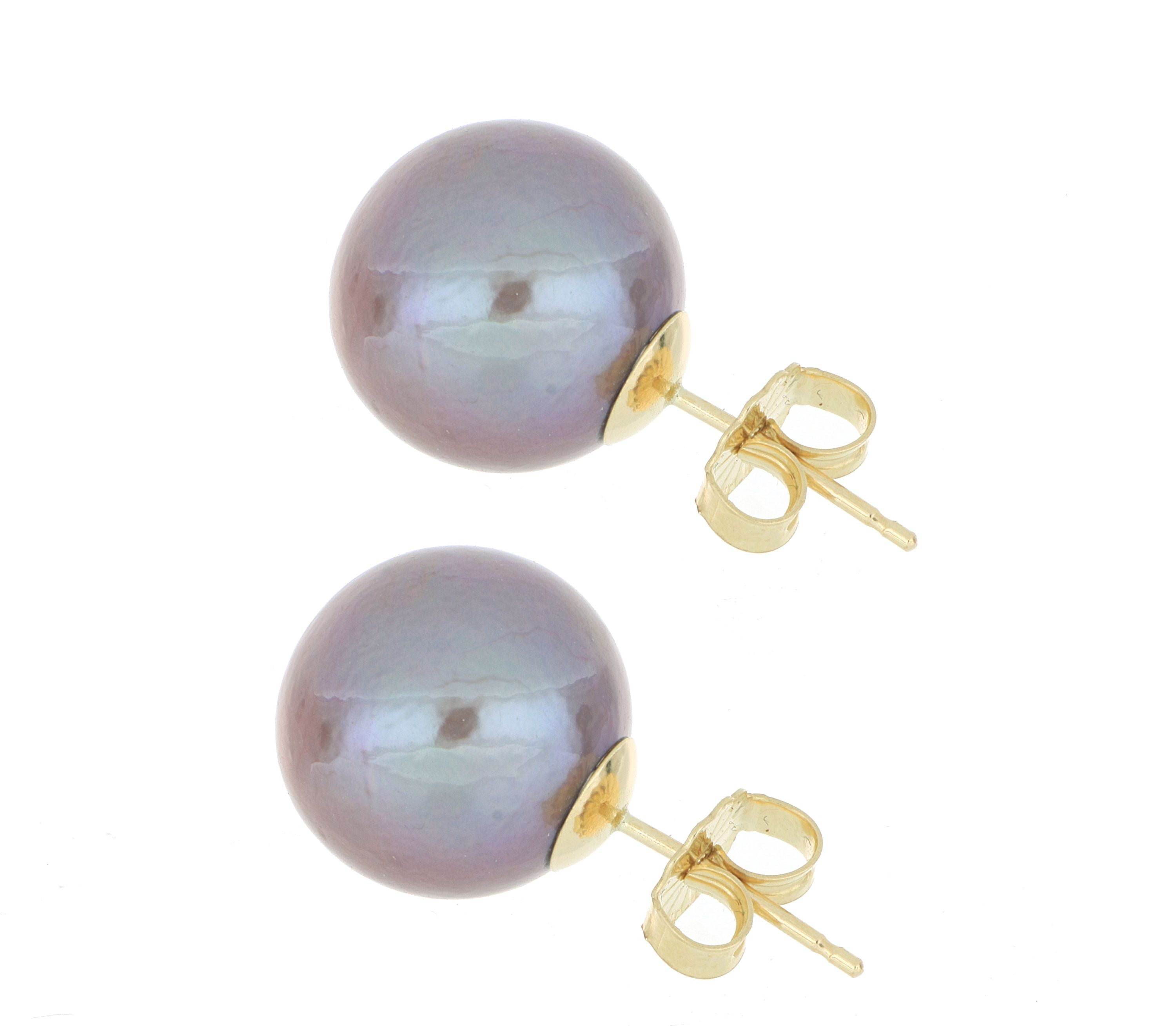 14k Yellow Gold 11-11.5mm Fresh Water Pearl Studs - Charles Koll Jewelers