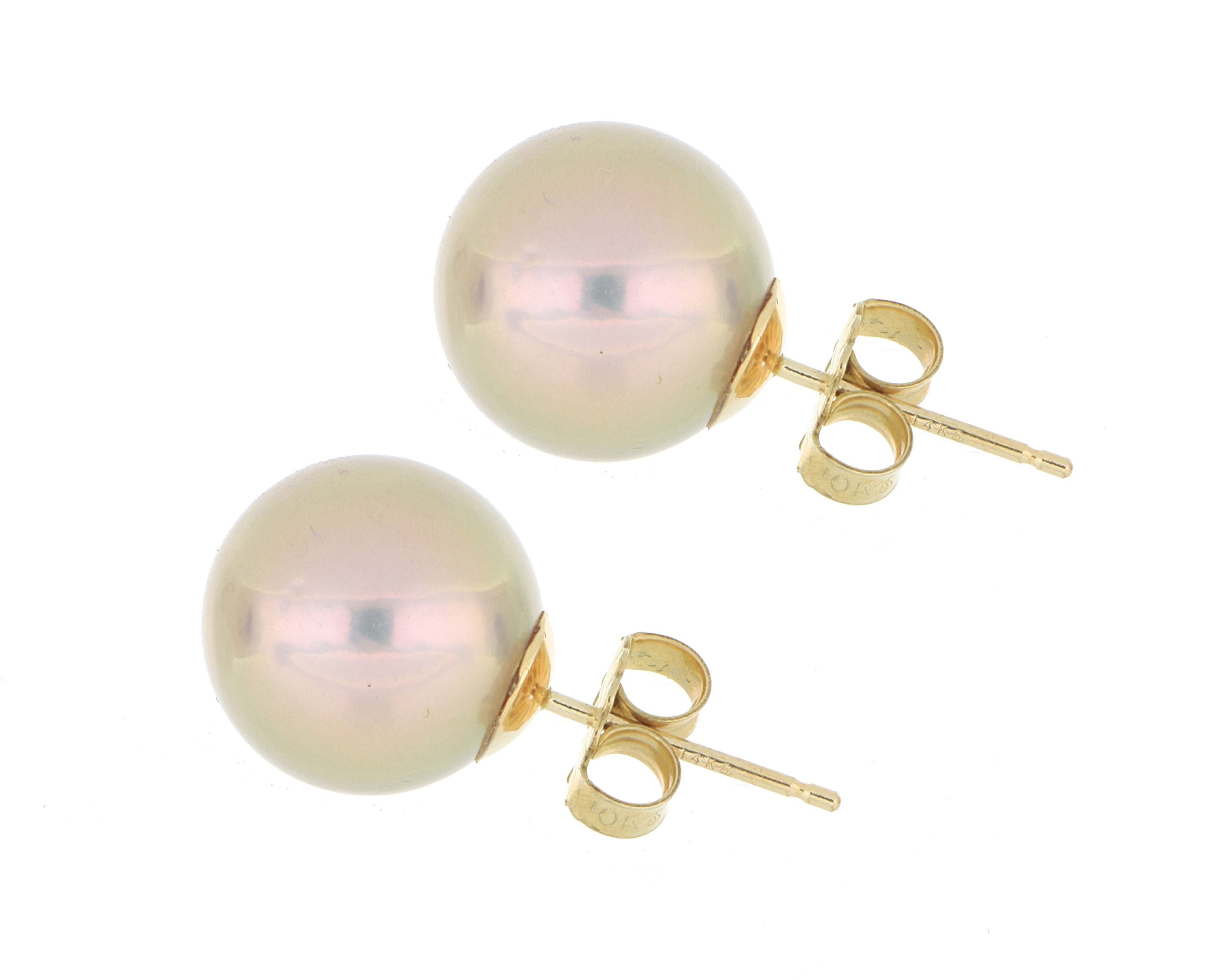 14k Yellow Gold 10-10.5mm Fresh Water Pearl Studs - Charles Koll Jewelers