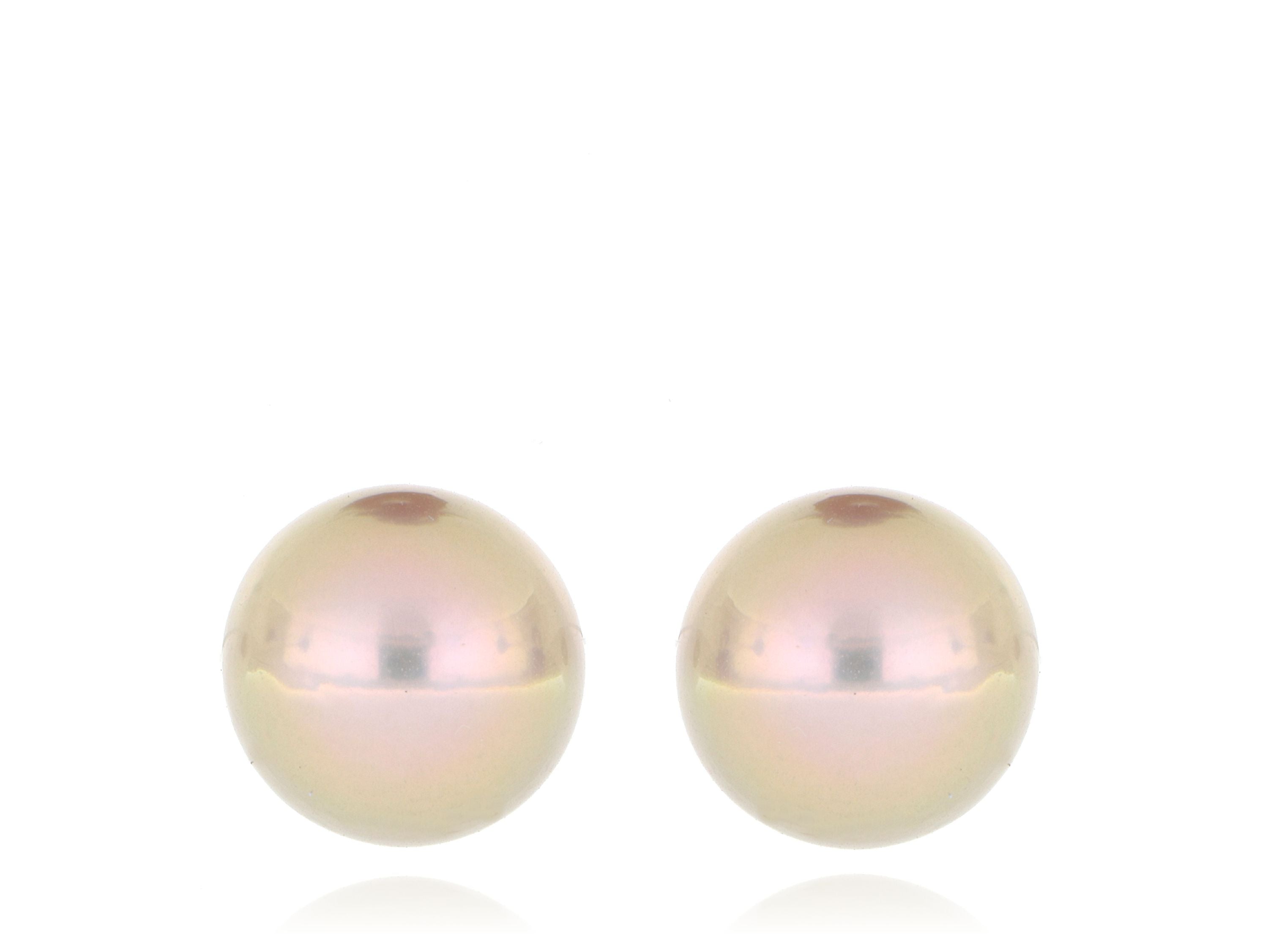 14k Yellow Gold 10-10.5mm Fresh Water Pearl Studs - Charles Koll Jewelers