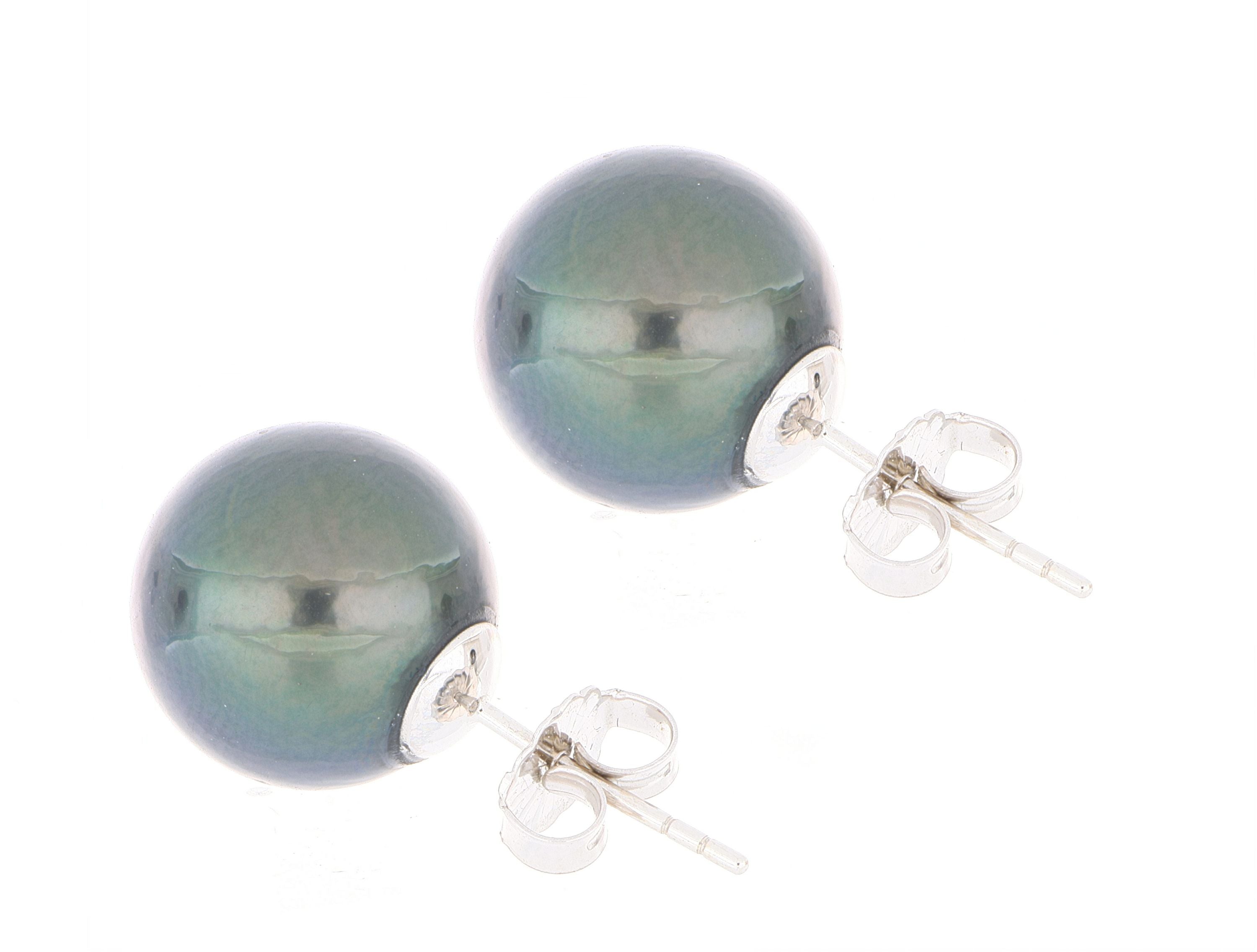 14k Yellow Gold 11.5mm Tahitian Pearl Studs - Charles Koll Jewelers