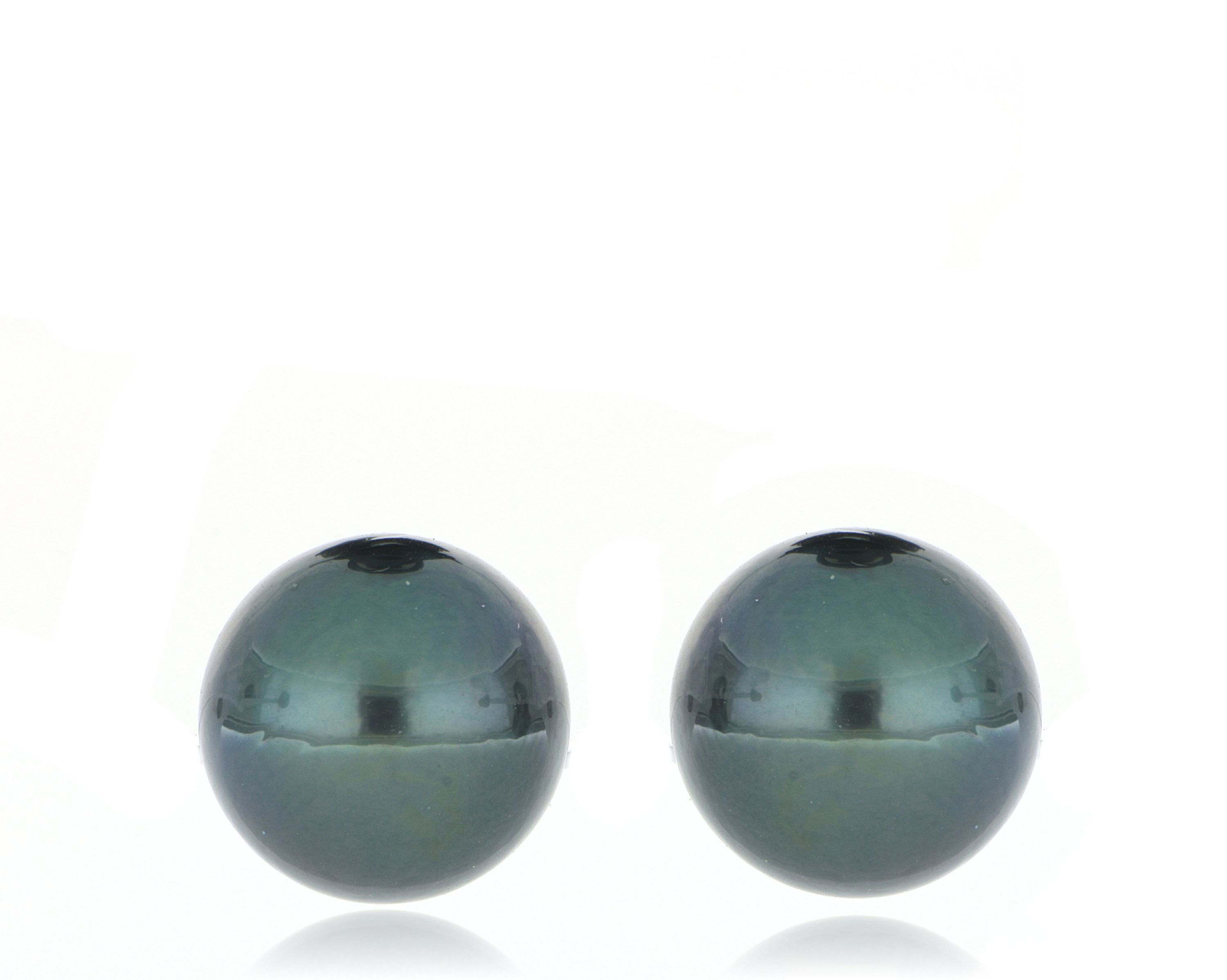 14k Yellow Gold 11.5mm Tahitian Pearl Studs - Charles Koll Jewelers