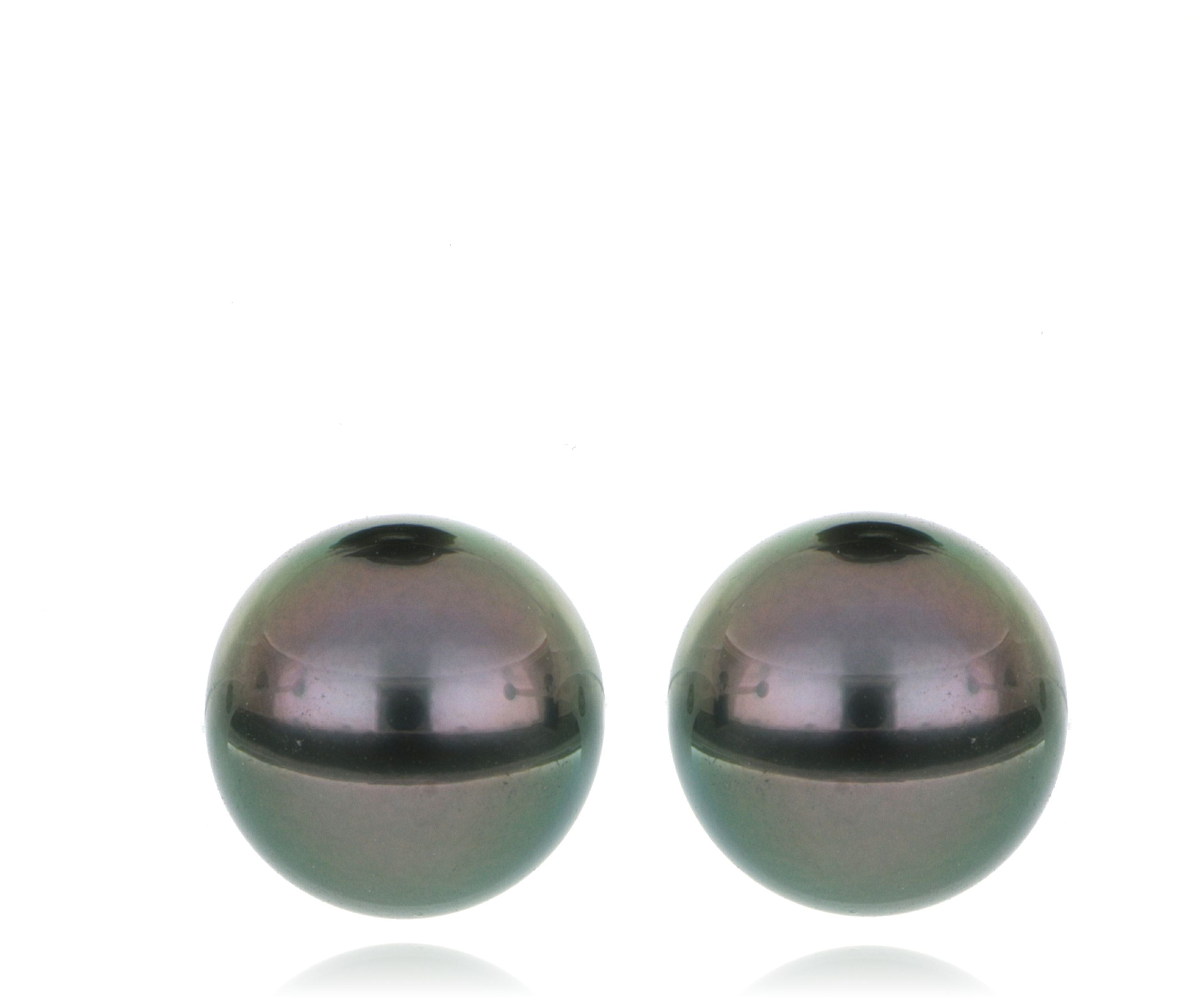 14k Yellow Gold 9mm Tahitian Pearl Studs - Charles Koll Jewelers