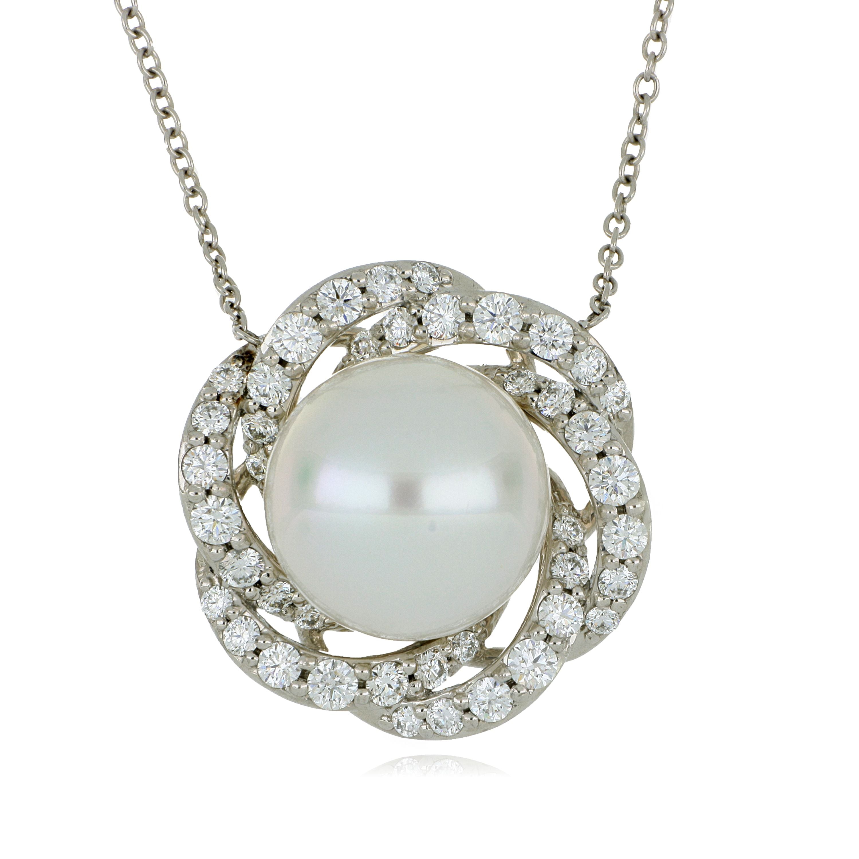 Platinum Pearl and Diamond Accented Necklace