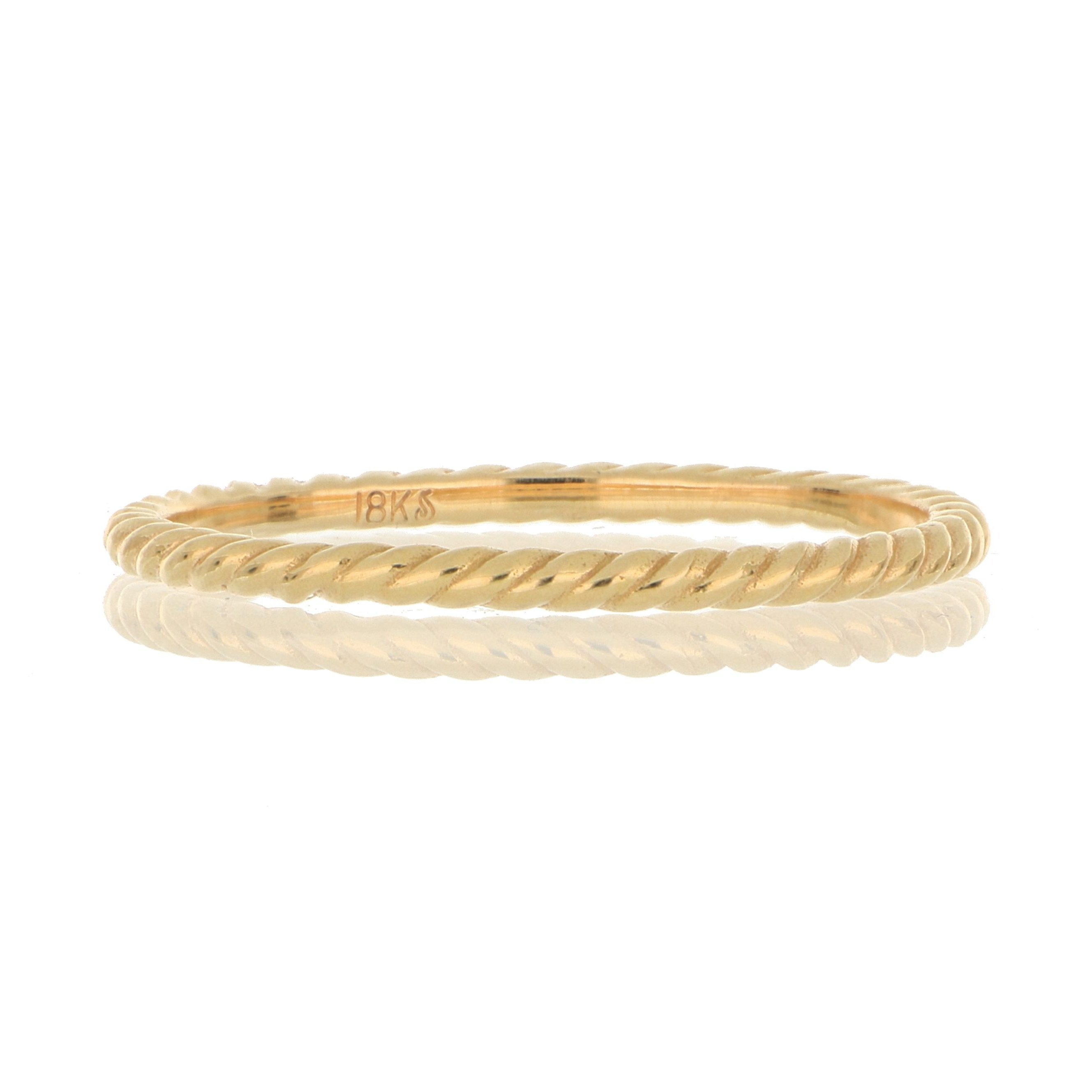 18k Rose Gold Skinny Rope Wedding Band