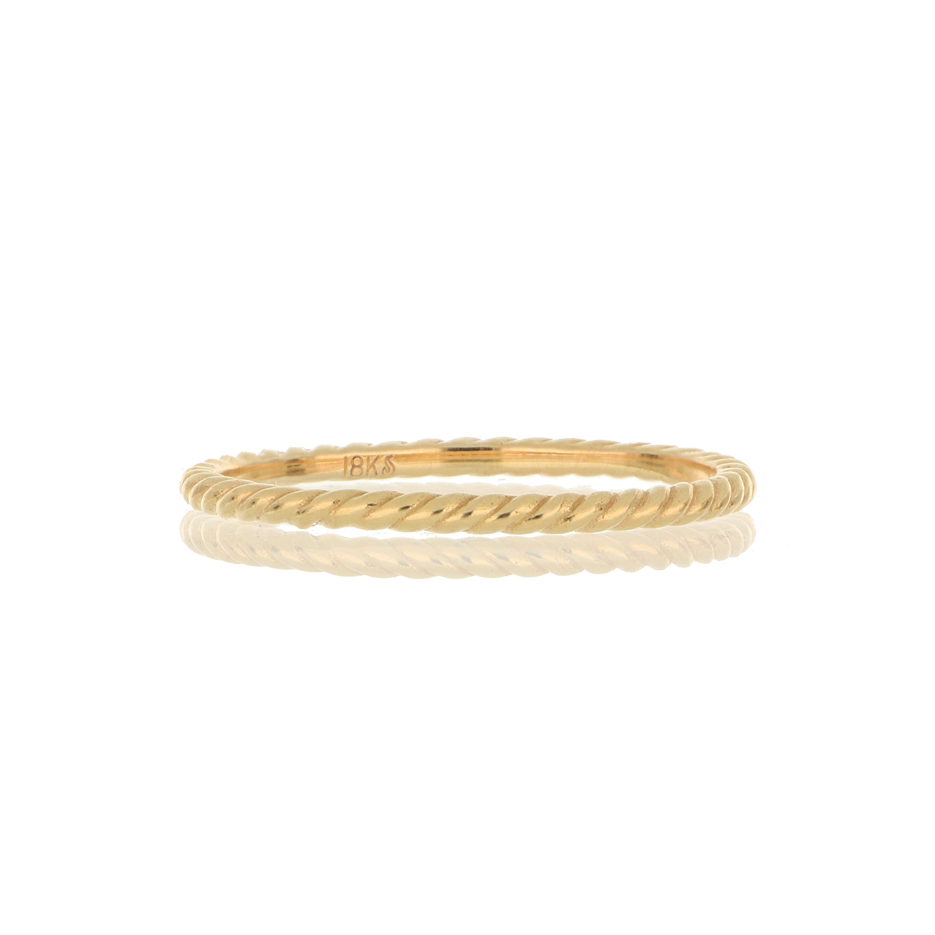 18k Rose Gold Skinny Rope Wedding Band