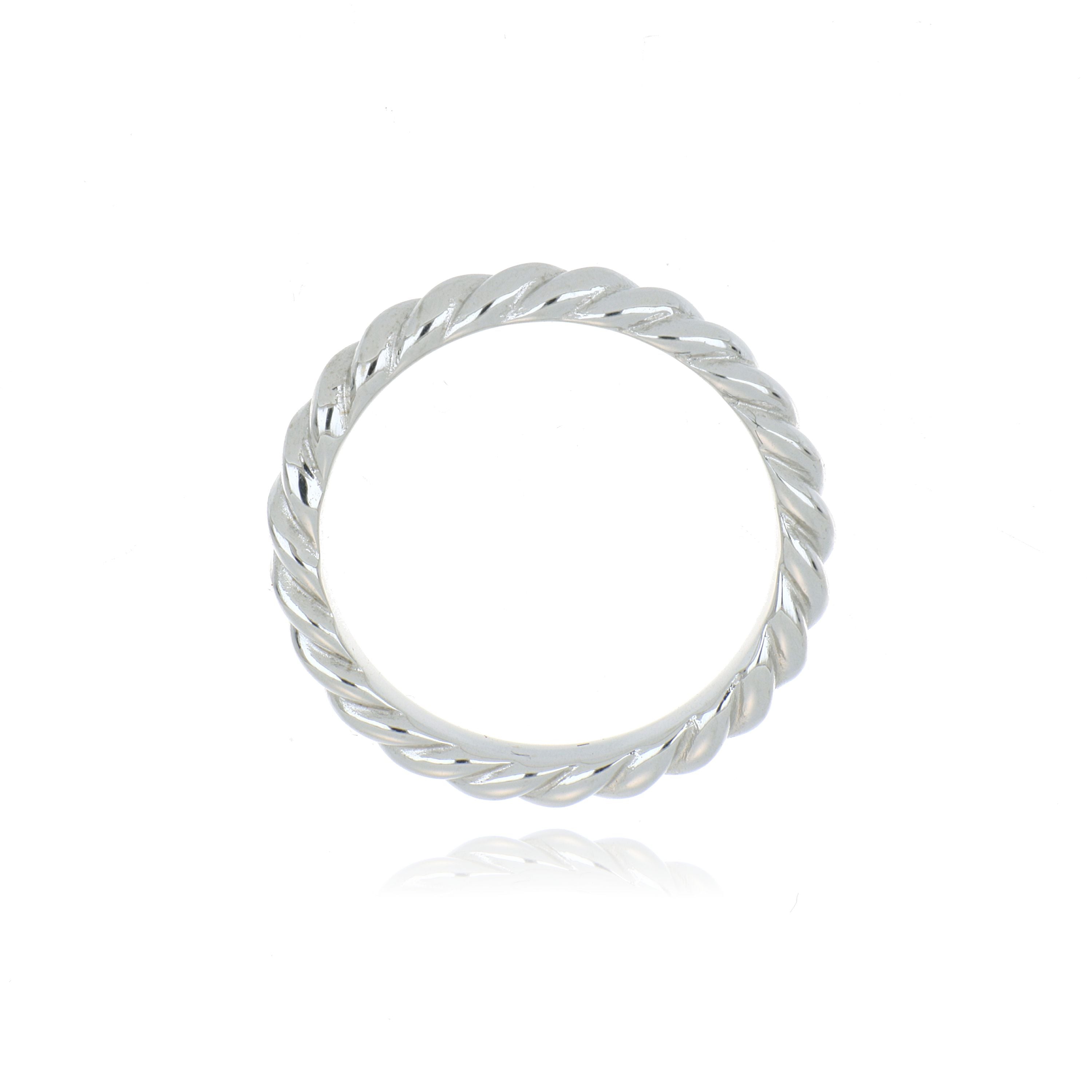 18k White Gold Skinny Rope Wedding Band