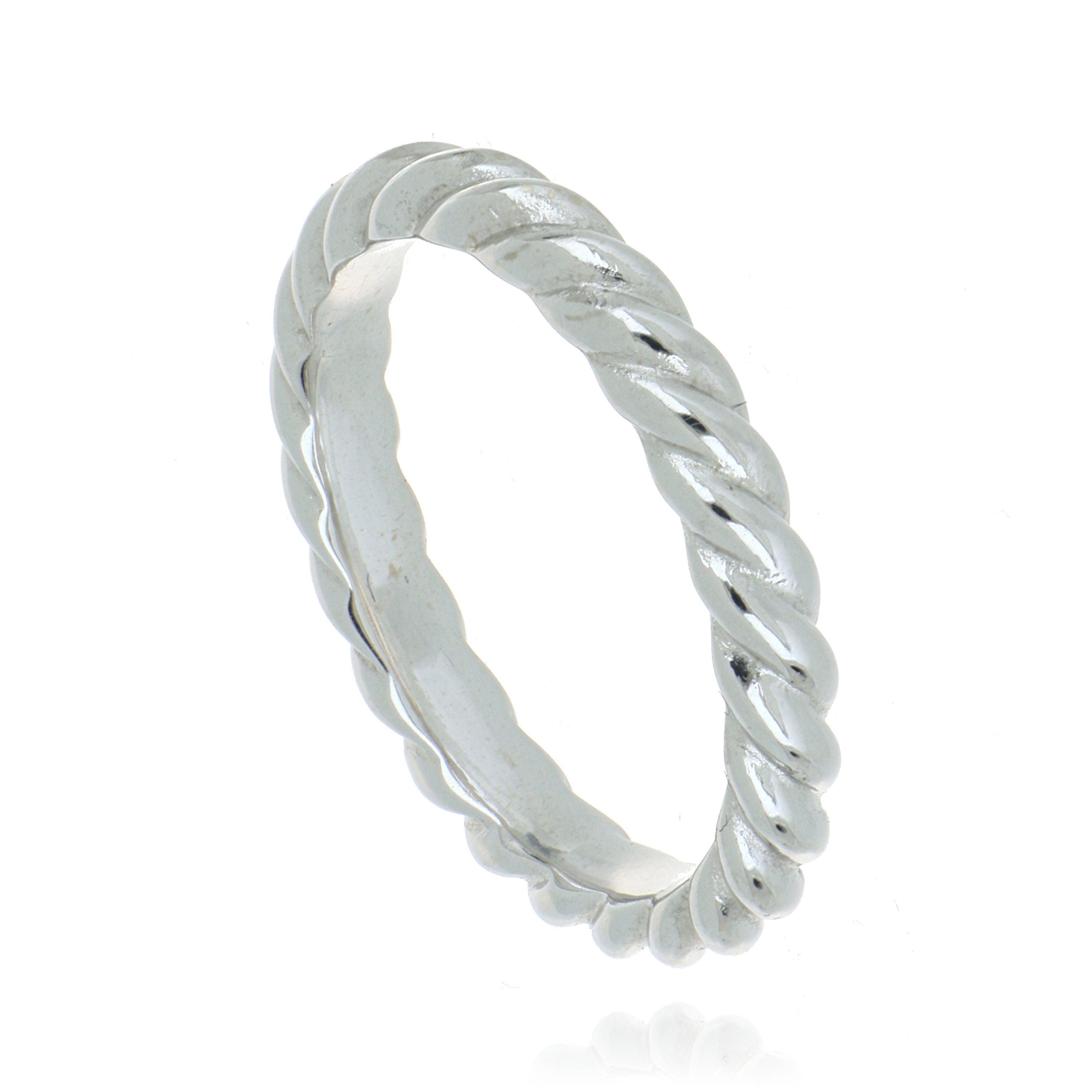 18k White Gold Skinny Rope Wedding Band