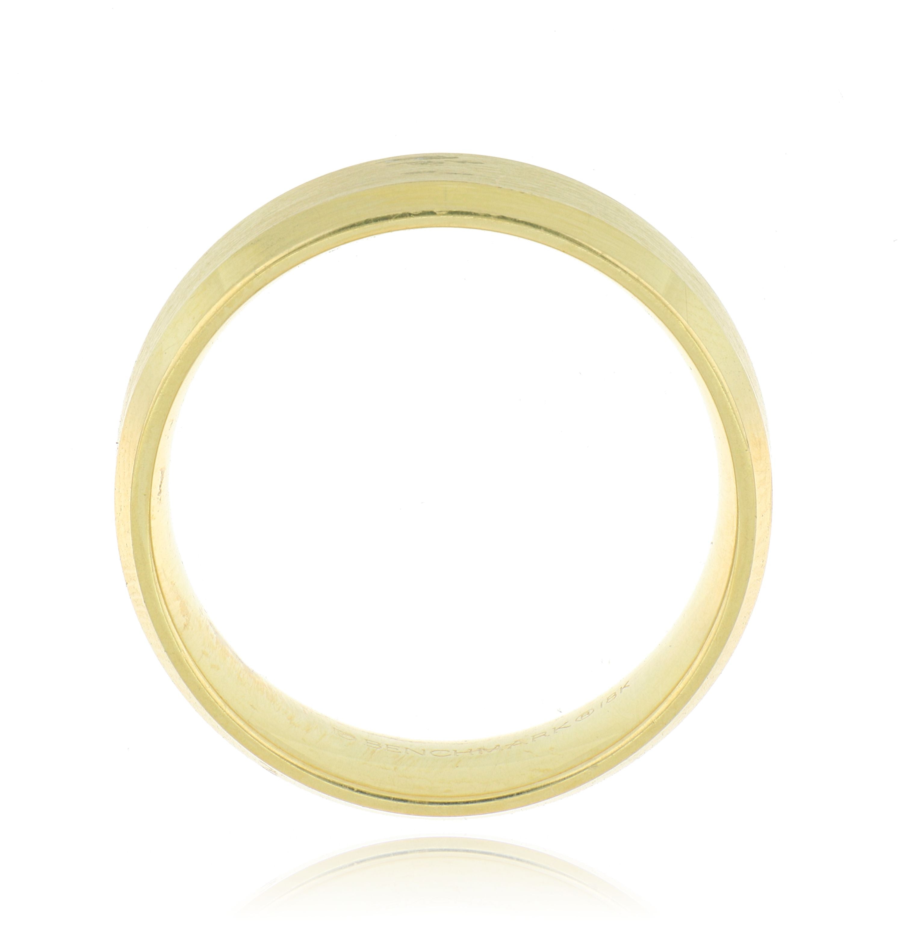 18k Yellow Gold Beveled Edge Men's Wedding Band - Charles Koll Jewelers