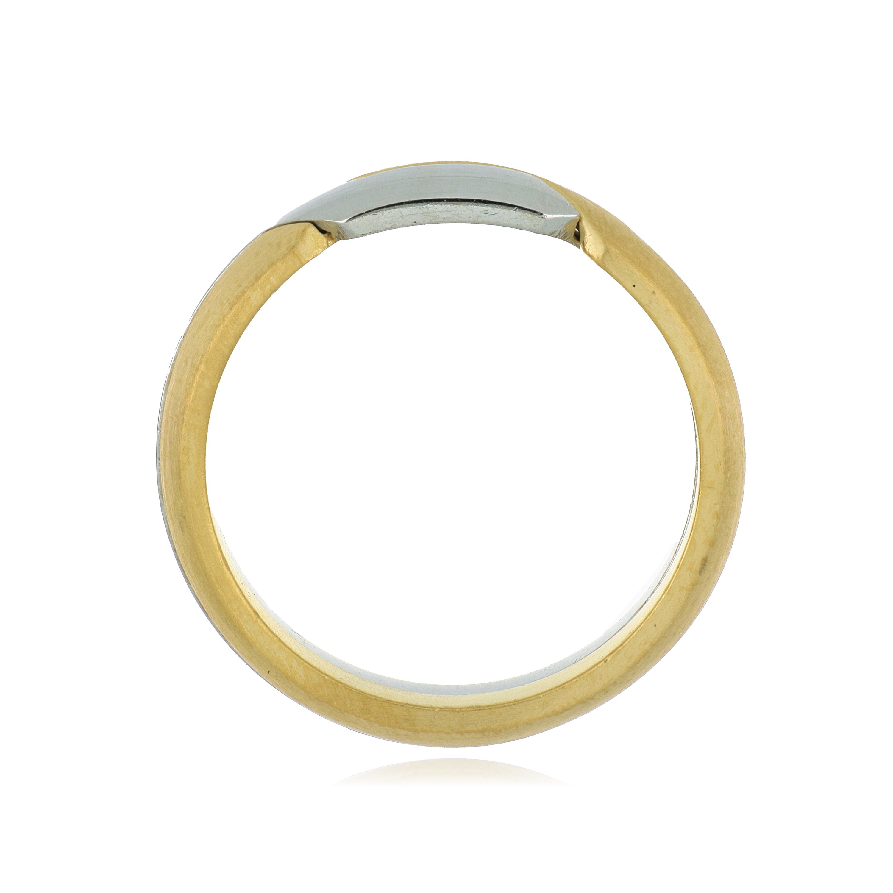 18k Yellow and White Gold Men's Intermingle Puzzle Wedding Band - Charles Koll Jewelers