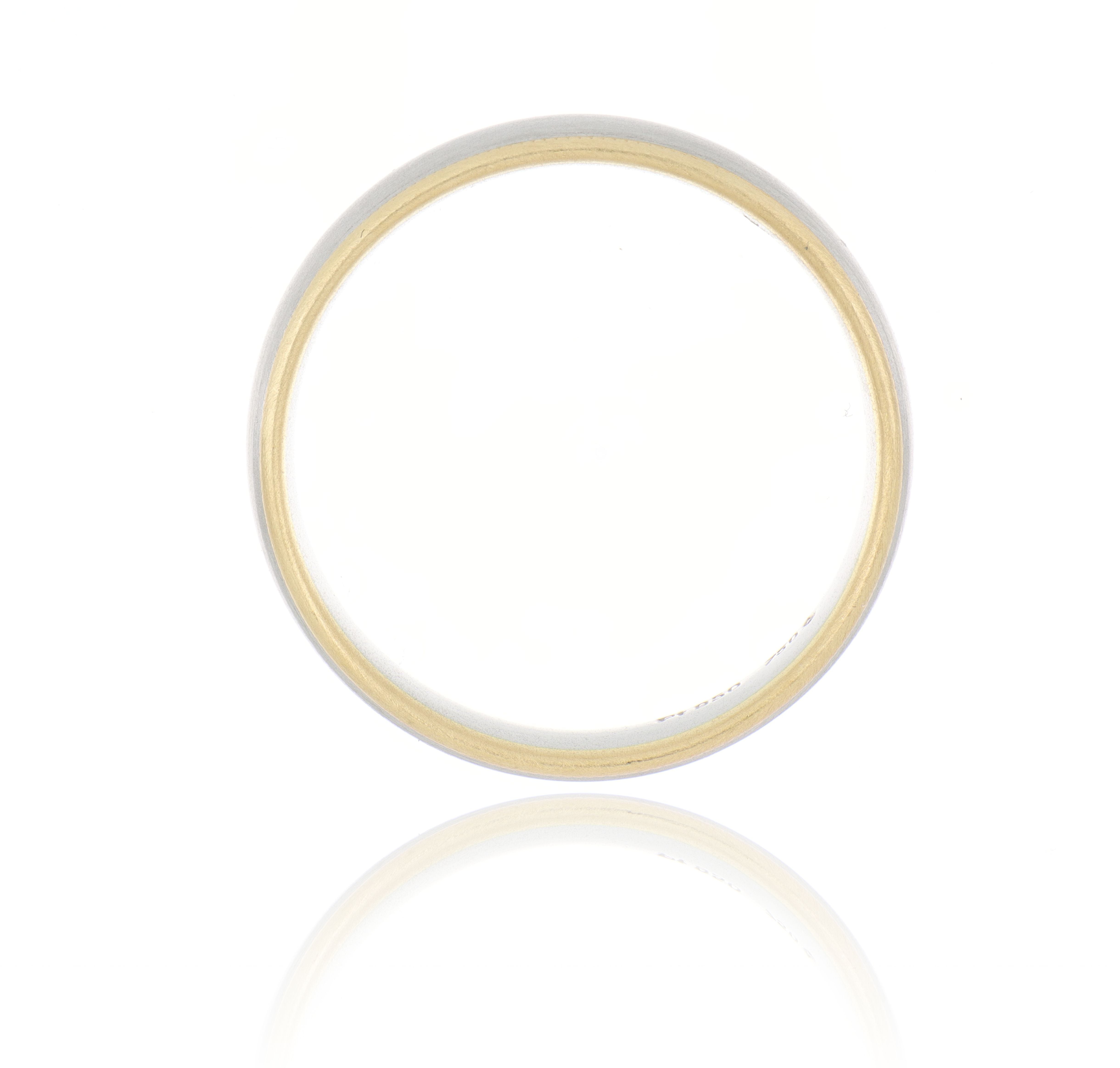 Platinum and 18k Yellow Gold Milgrain Edge Men's Wedding Band