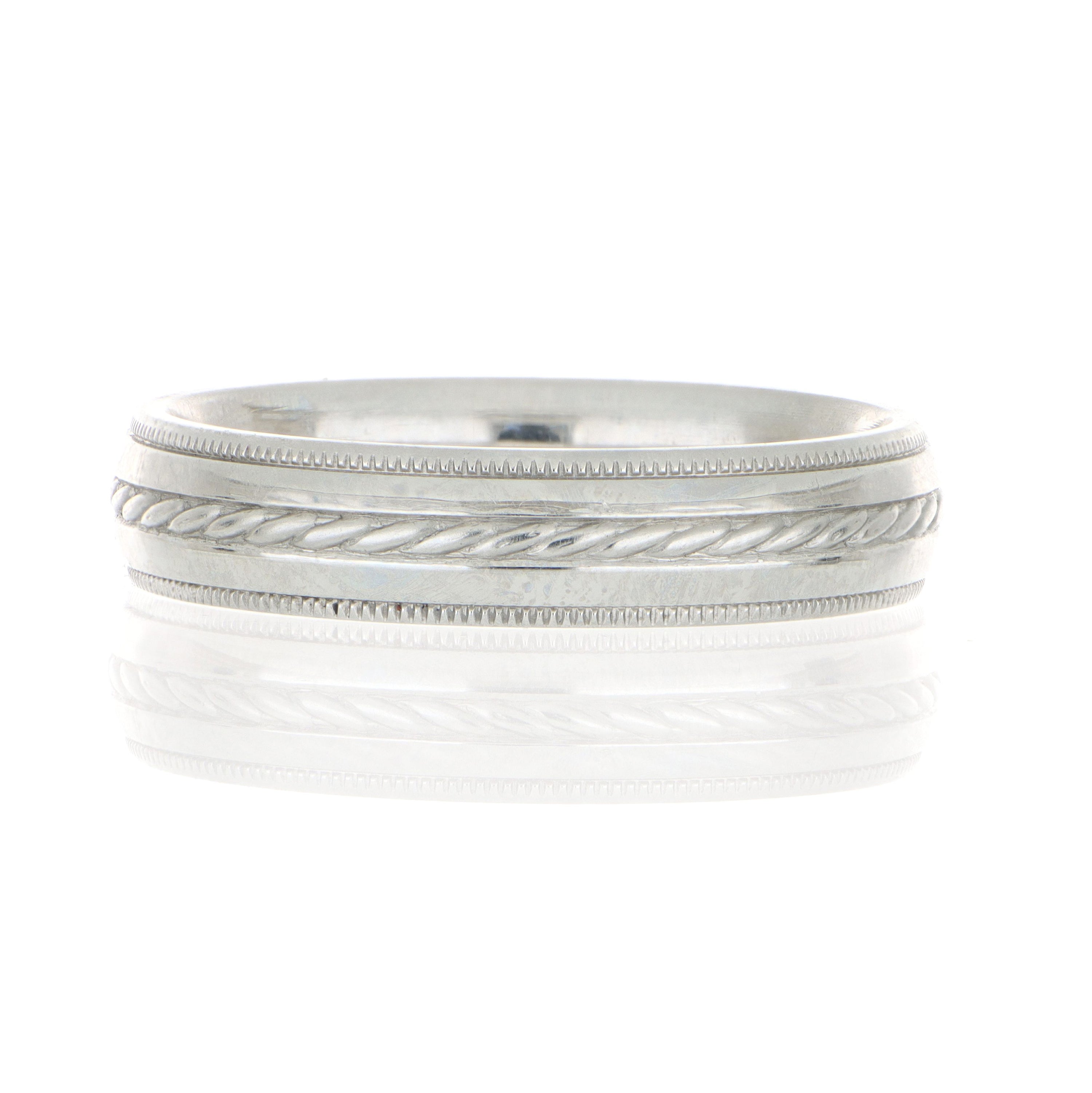 Platinum Rope Engraved Men's Wedding Band - Charles Koll Jewelers