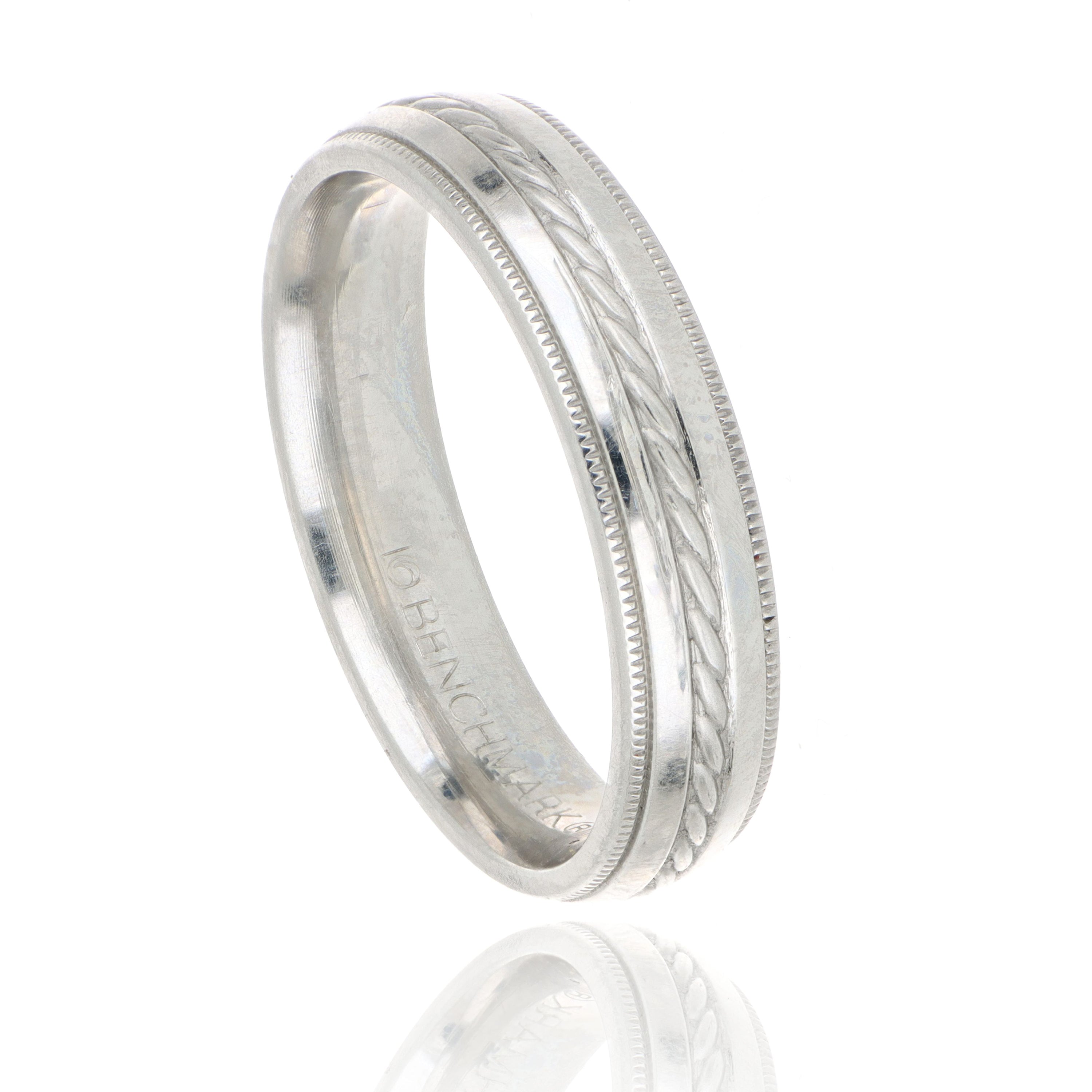 Platinum Rope Engraved Men's Wedding Band - Charles Koll Jewelers