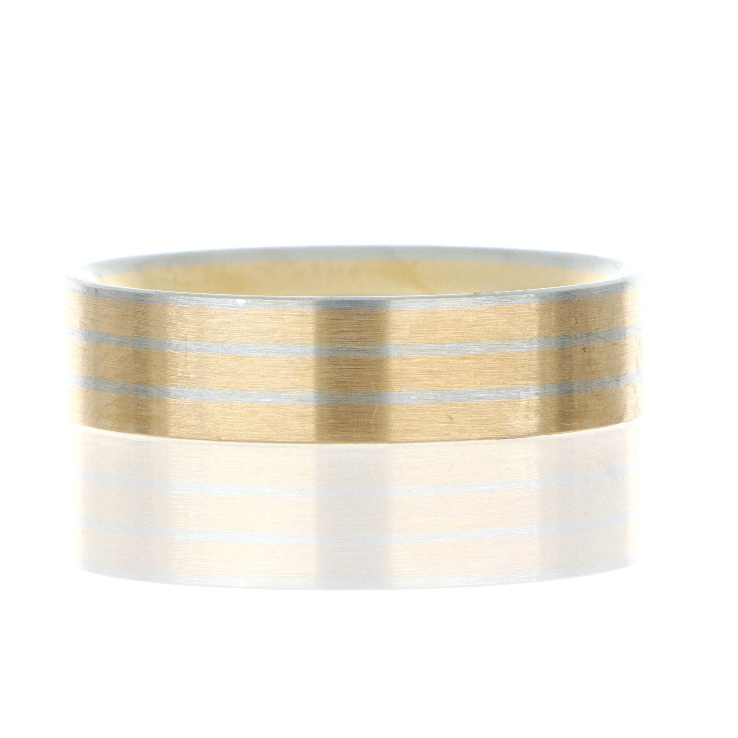 Platinum and 18k Rose Gold Striped Men's Wedding Band - Charles Koll Jewelers