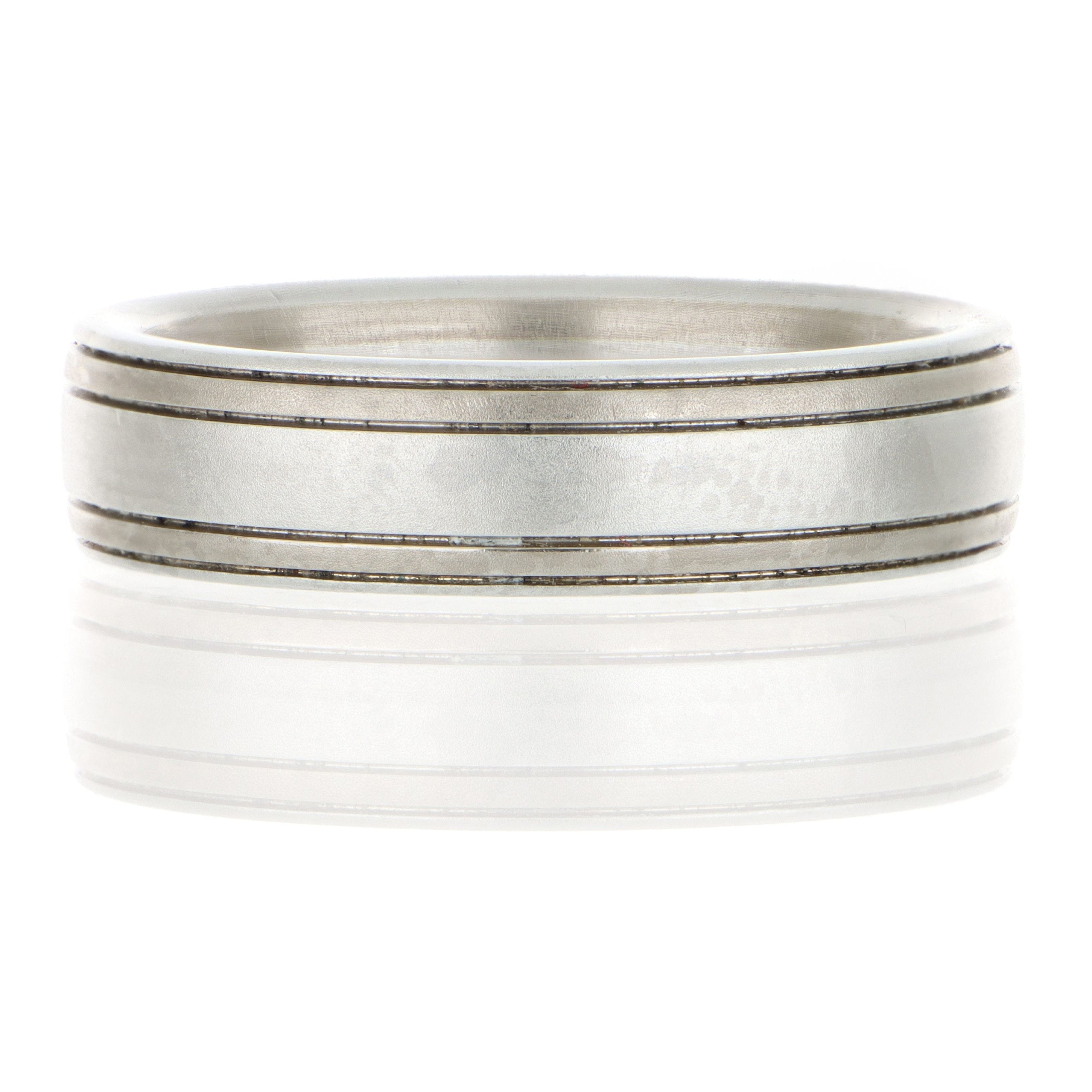 Platinum and Grey Gold Grooved Men's Band