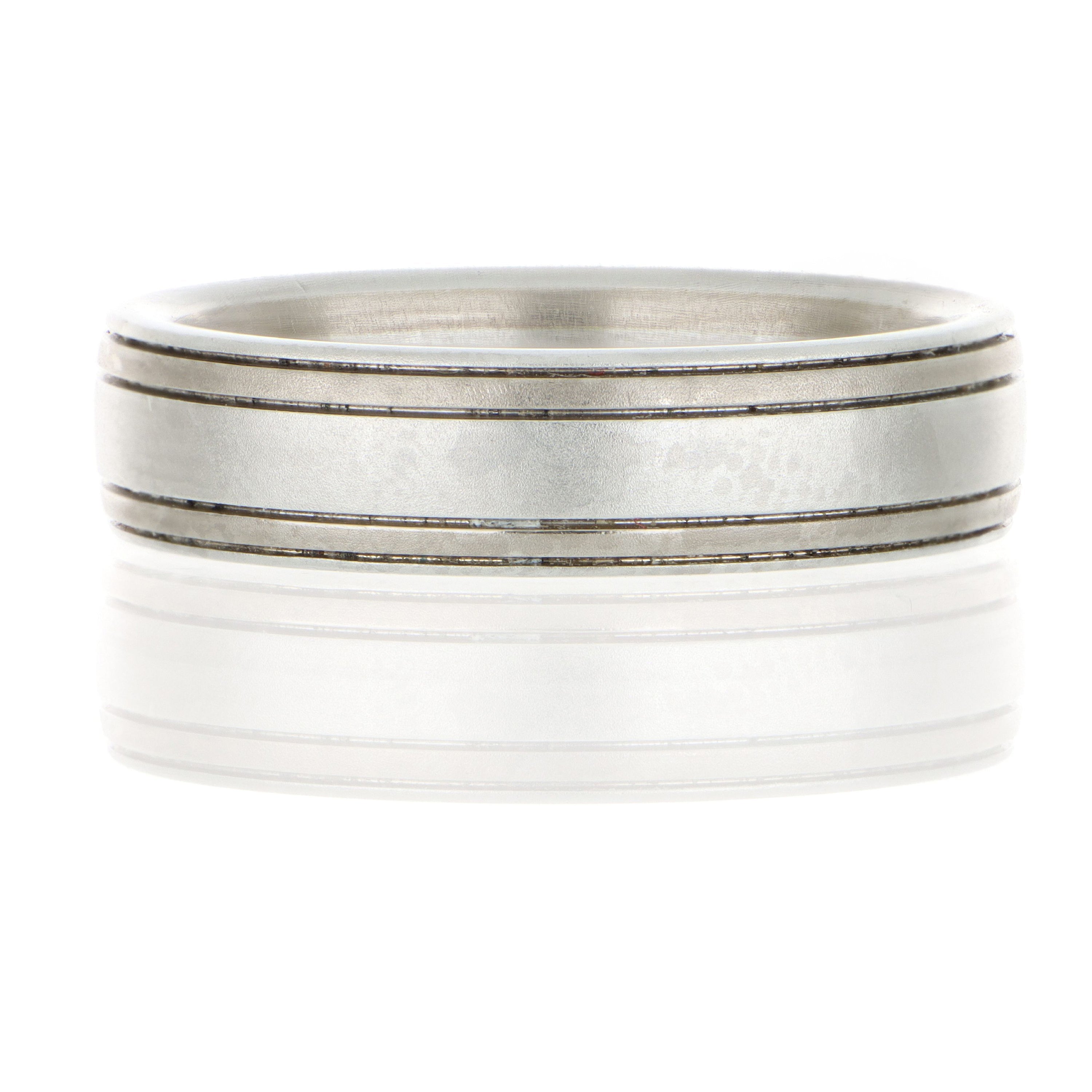 Platinum and Grey Gold Grooved Men's Band