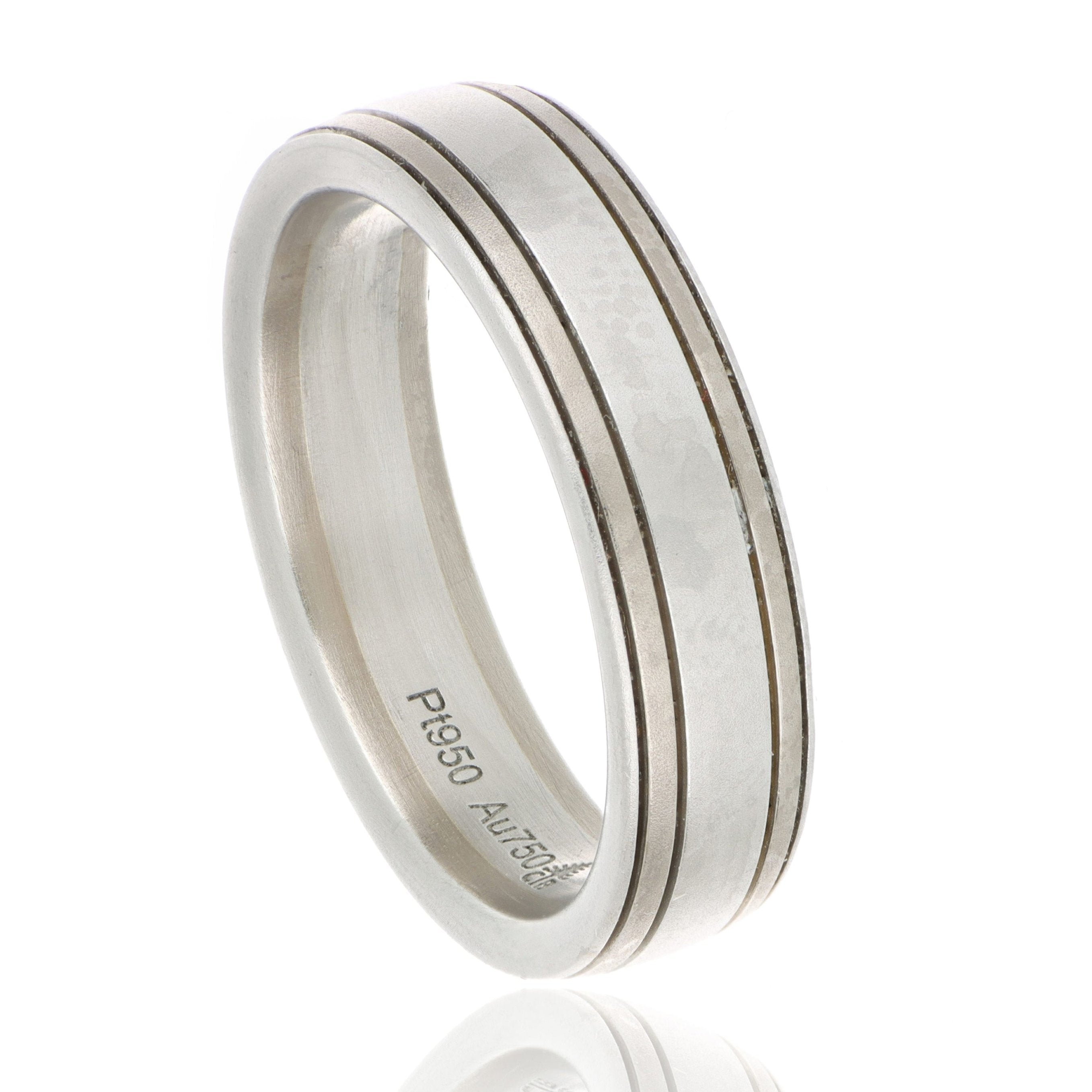 Platinum and Grey Gold Grooved Men's Band