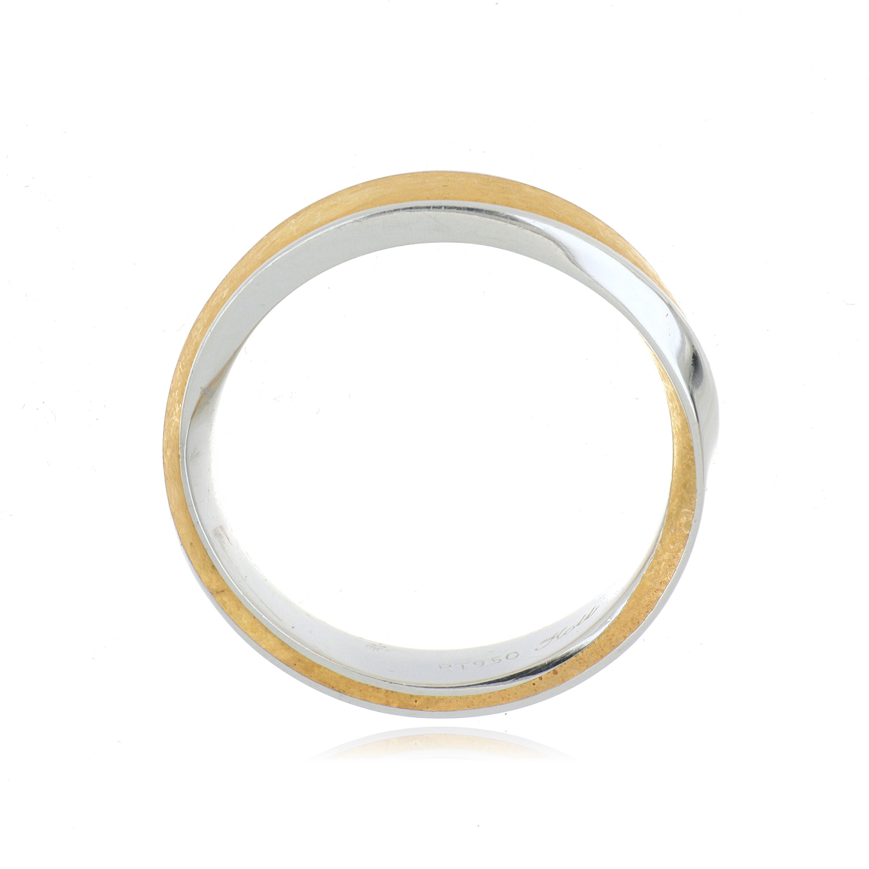 24k Yellow Gold and Platinum Men's Mobius Wedding Band