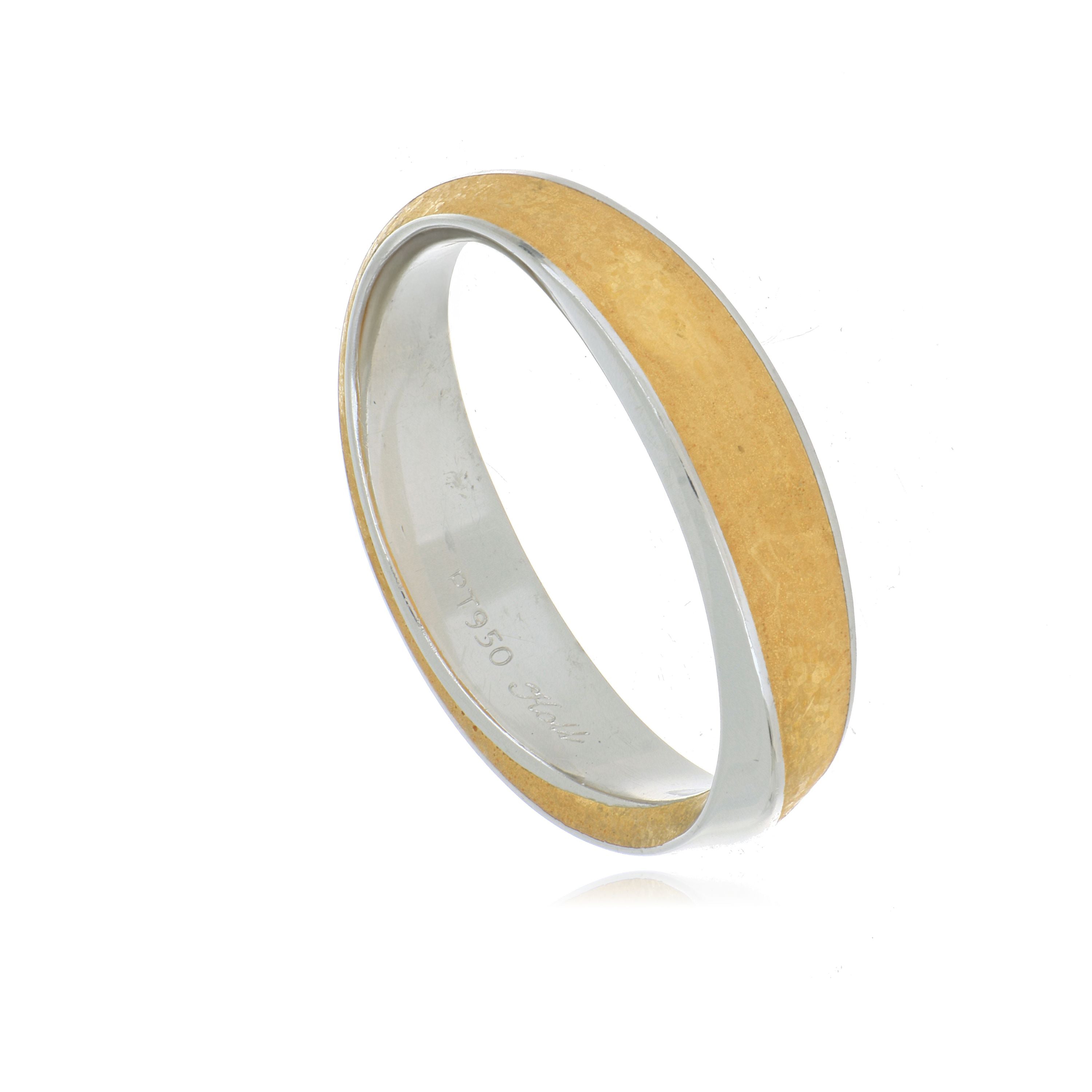 24k Yellow Gold and Platinum Men's Mobius Wedding Band