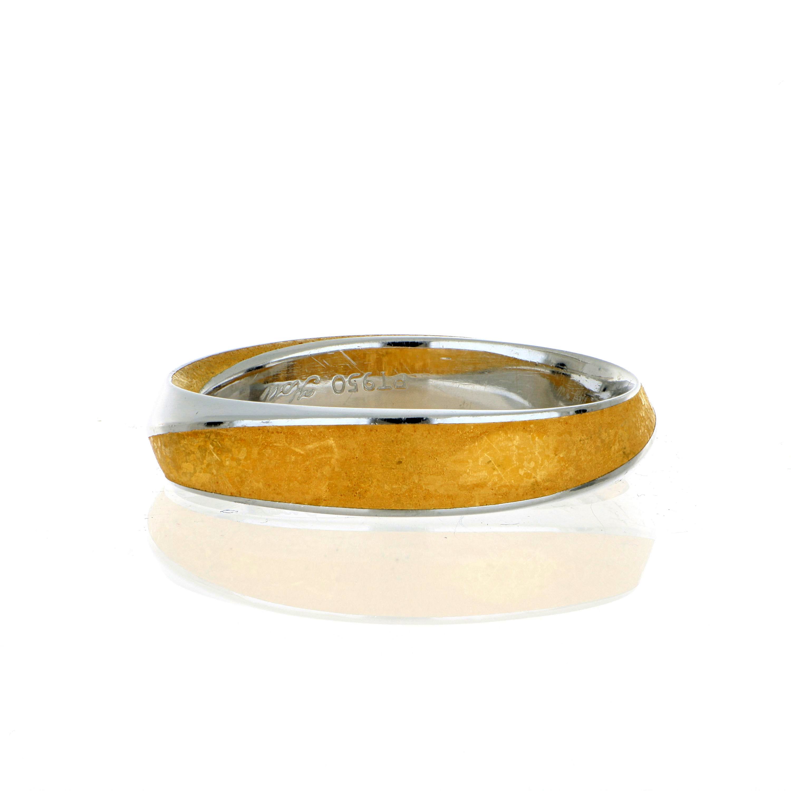 24k Yellow Gold and Platinum Men's Mobius Wedding Band
