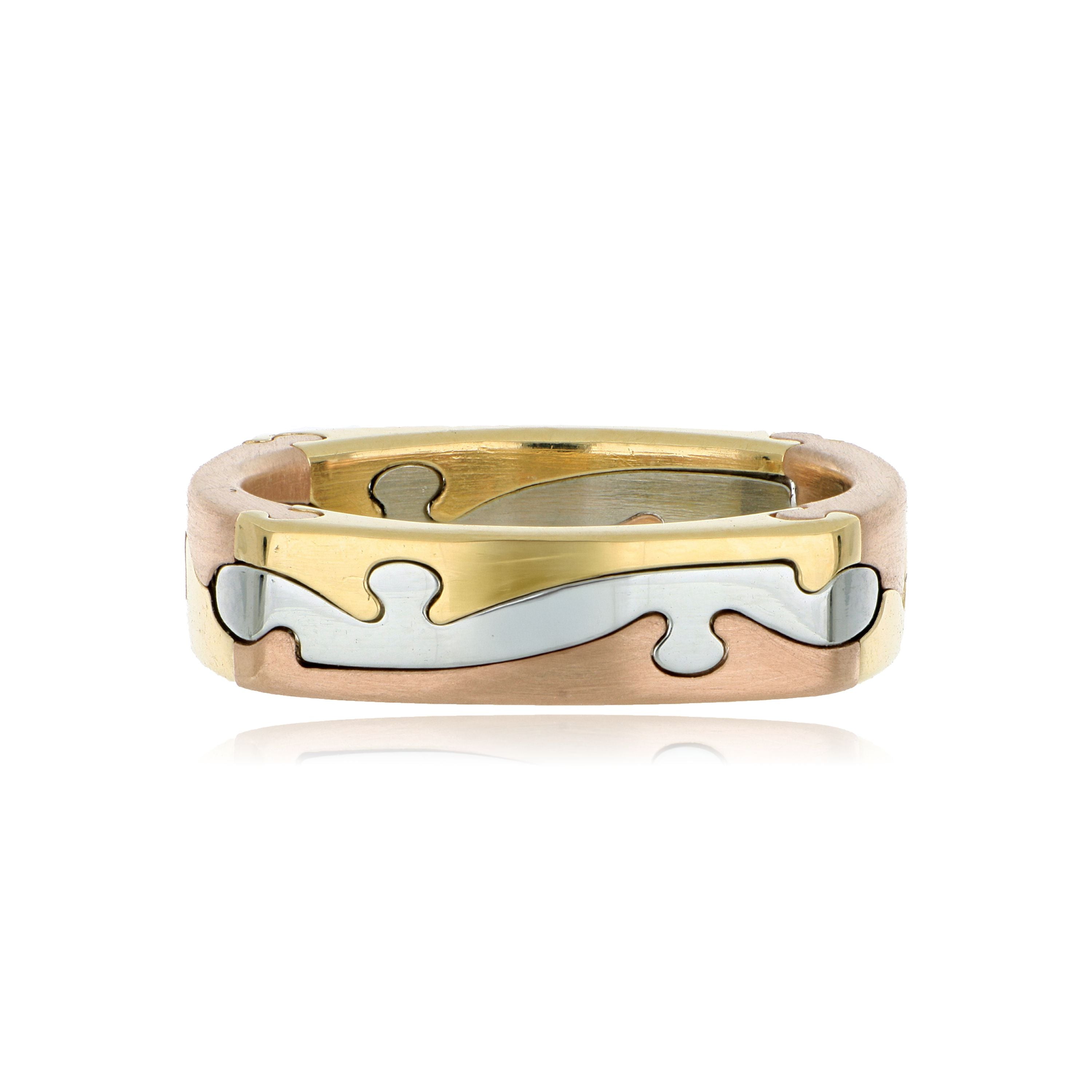 18k/19k Yellow, White and Rose Gold Me's Puzzle Wedding Band